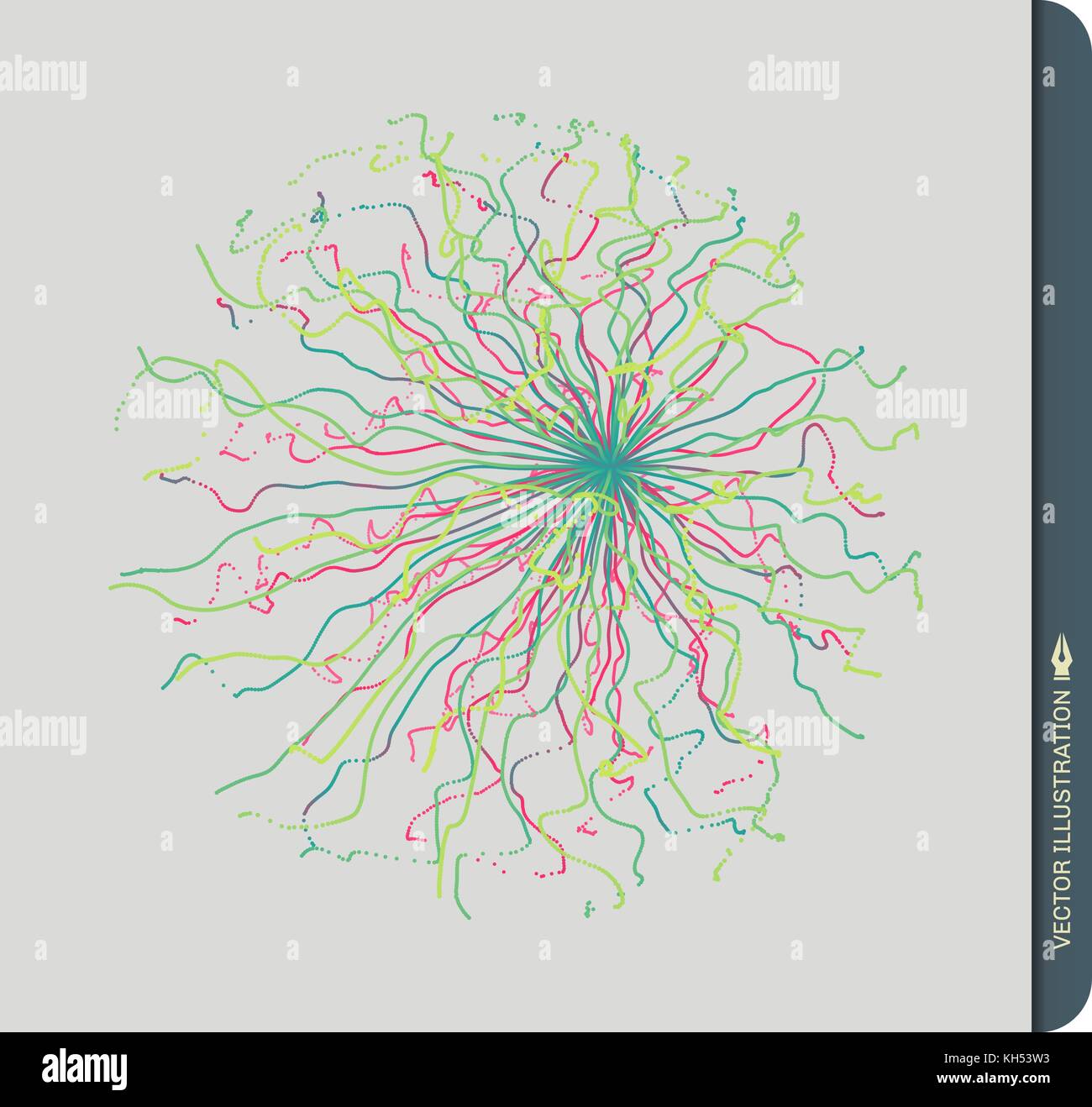 Array con particelle di dinamica. 3d la tecnologia avveniristica stile. Abstract background. Illustrazione Vettoriale. Illustrazione Vettoriale