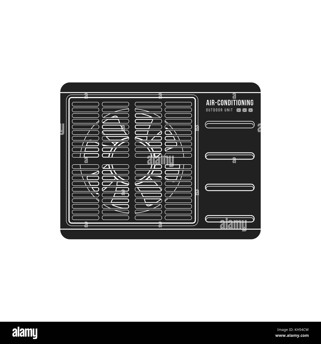 Vector nero monocromatico design solido dispositivo di climatizzazione unità esterna illustrazione isolati su sfondo bianco Illustrazione Vettoriale
