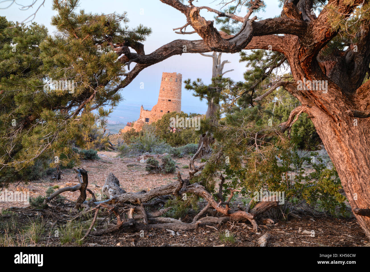 Torre di avvistamento indiano al Desert vista sul bordo sud del Parco Nazionale del Grand Canyon. Foto Stock