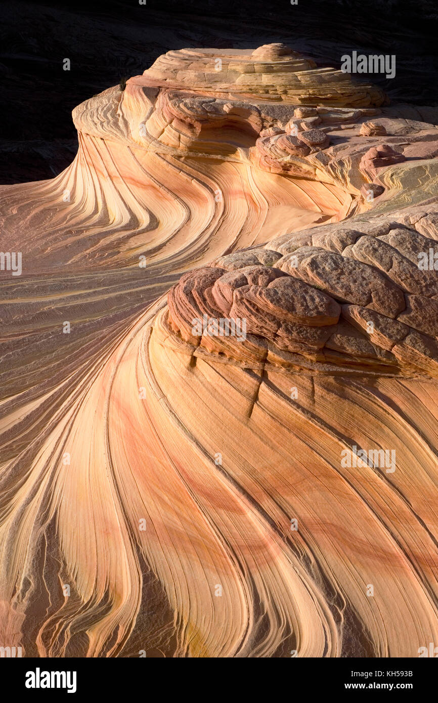 In alto la seconda ondata North Coyote Buttes Arizona nel Canyon Paria Vermiglio scogliere deserto dell'altopiano del Colorado Foto Stock