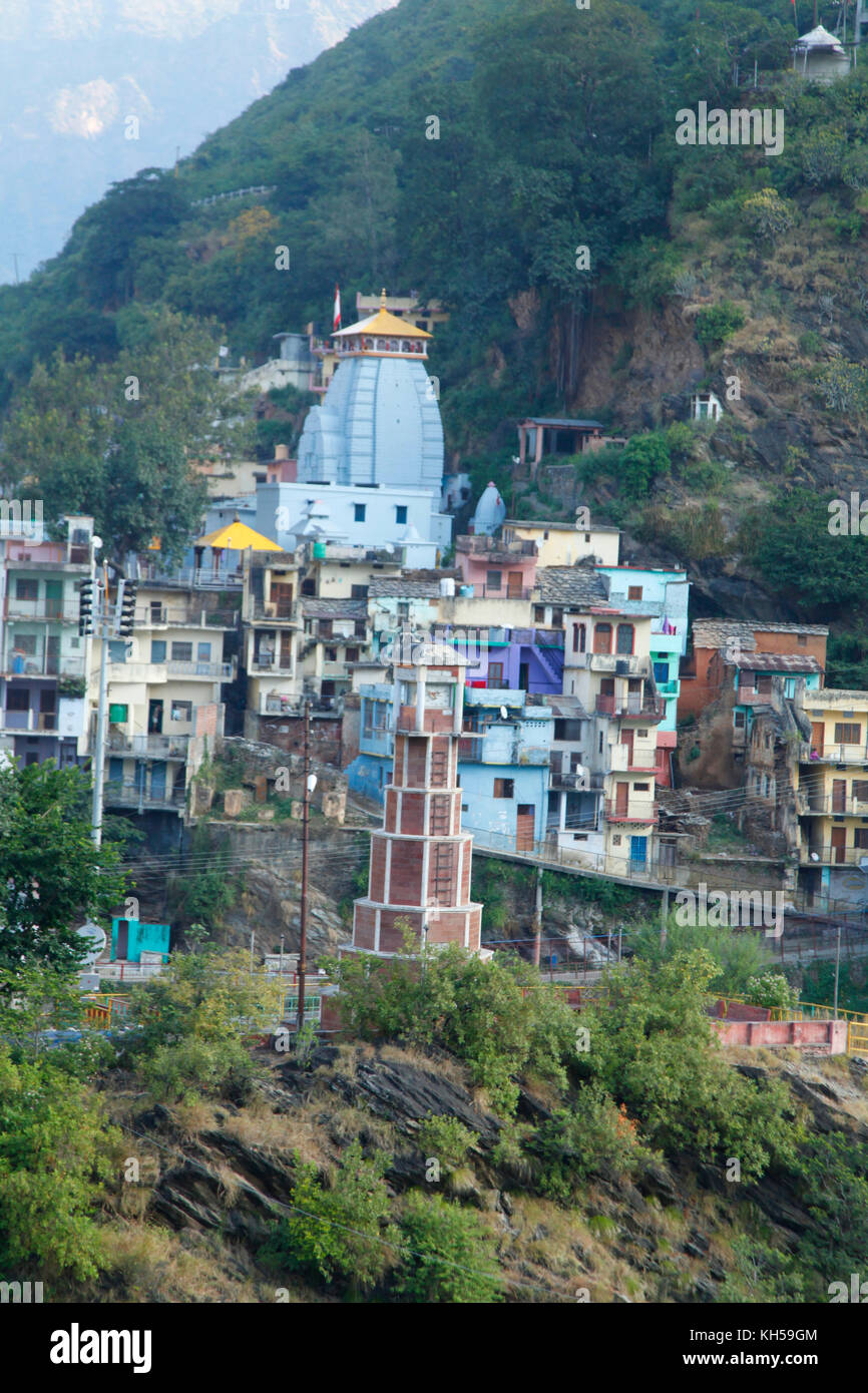Devprayag, Alaknanda e Mandakini, luogo di nascita di Ganga - confluenza di Alaknanda Saraswati (Copyright © Saji Maramon) Foto Stock