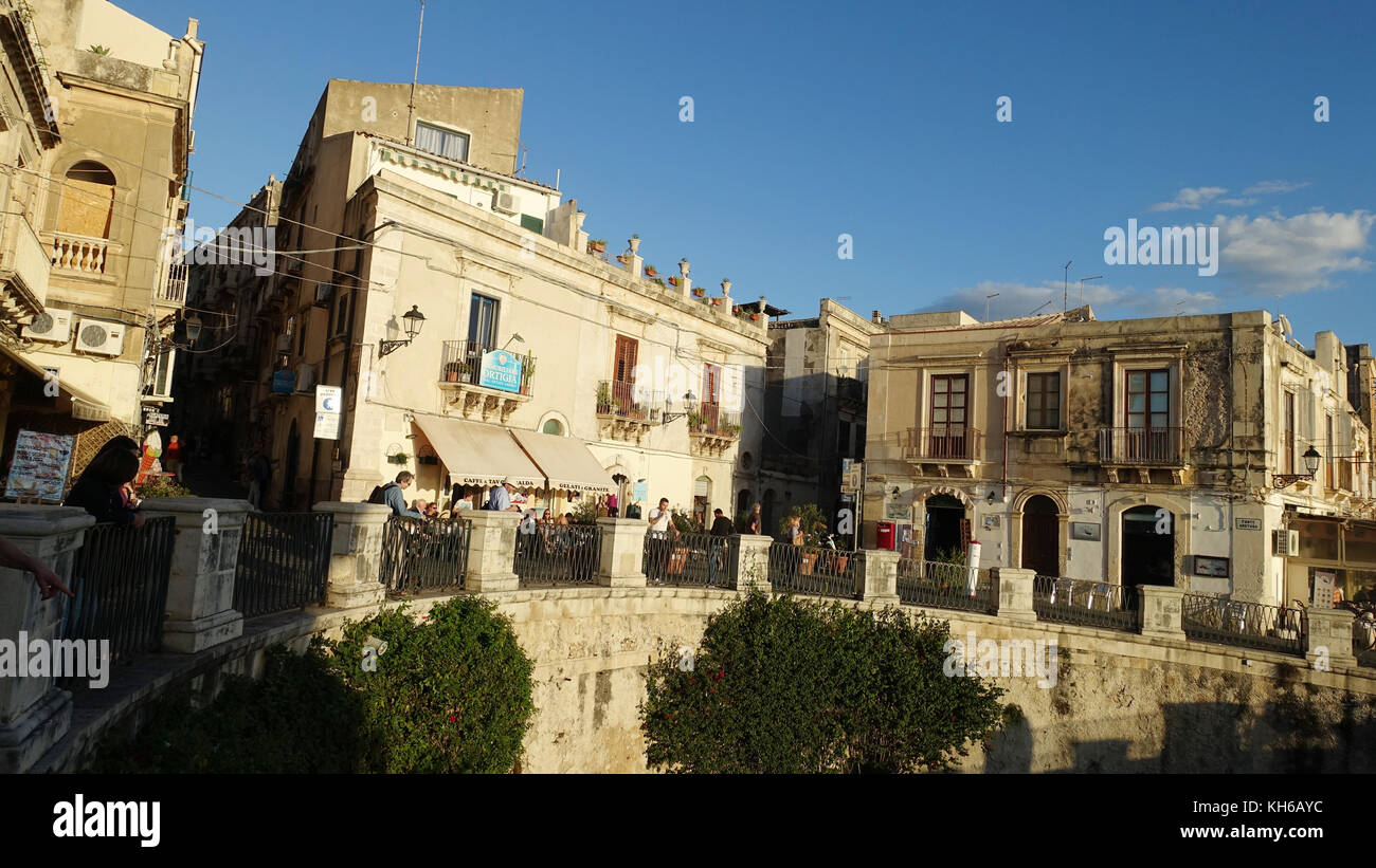 Fonte Aretusa Siracusa, Sicilia, Italia Foto Stock