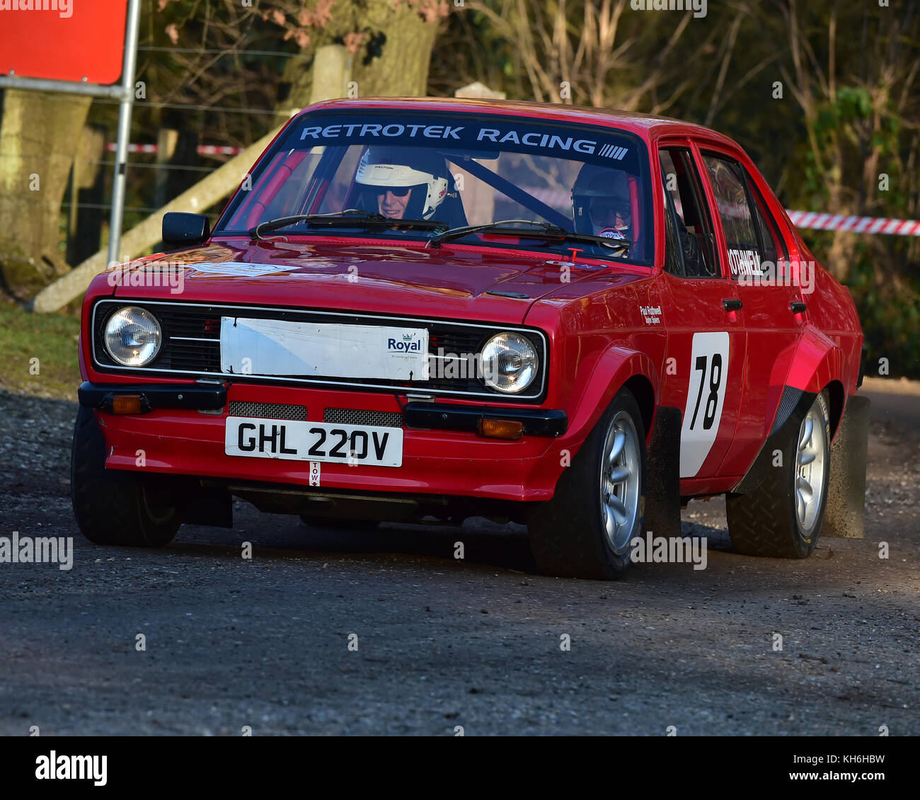 John Spiers, Paolo rothwell, Ford Escort, mgj rally stadi, Chelmsford motor club, Brands Hatch, sabato, 21 gennaio 2017, msv, rally, corse, Rall Foto Stock