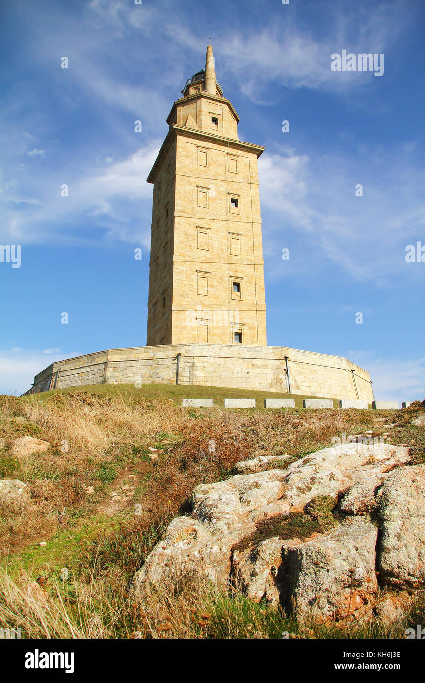 Torre di Hercules (faro), La Coruña, Galizia, Spagna, Unesco Foto Stock