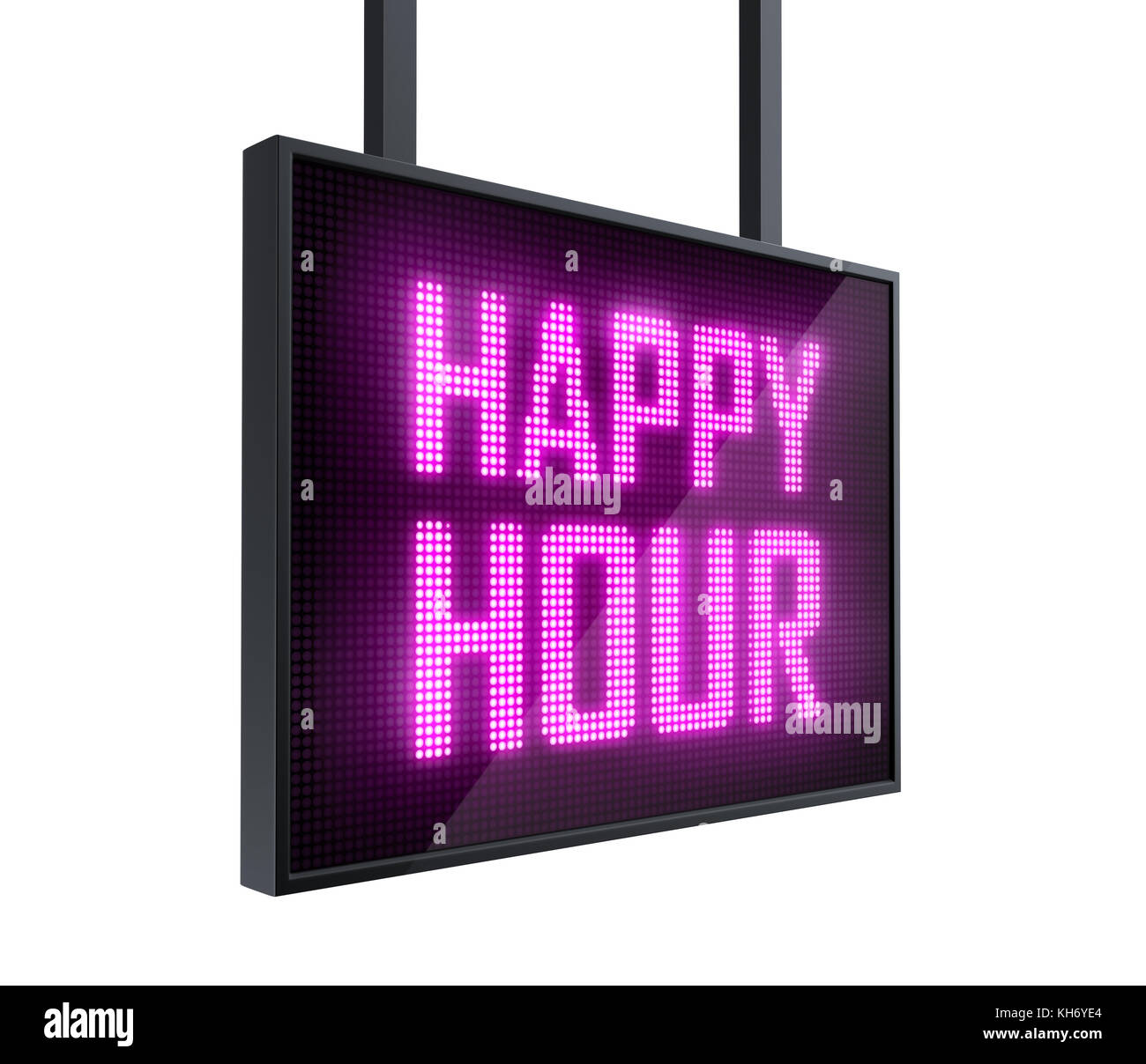 Happy Hour segno led isolato su sfondo bianco Foto Stock