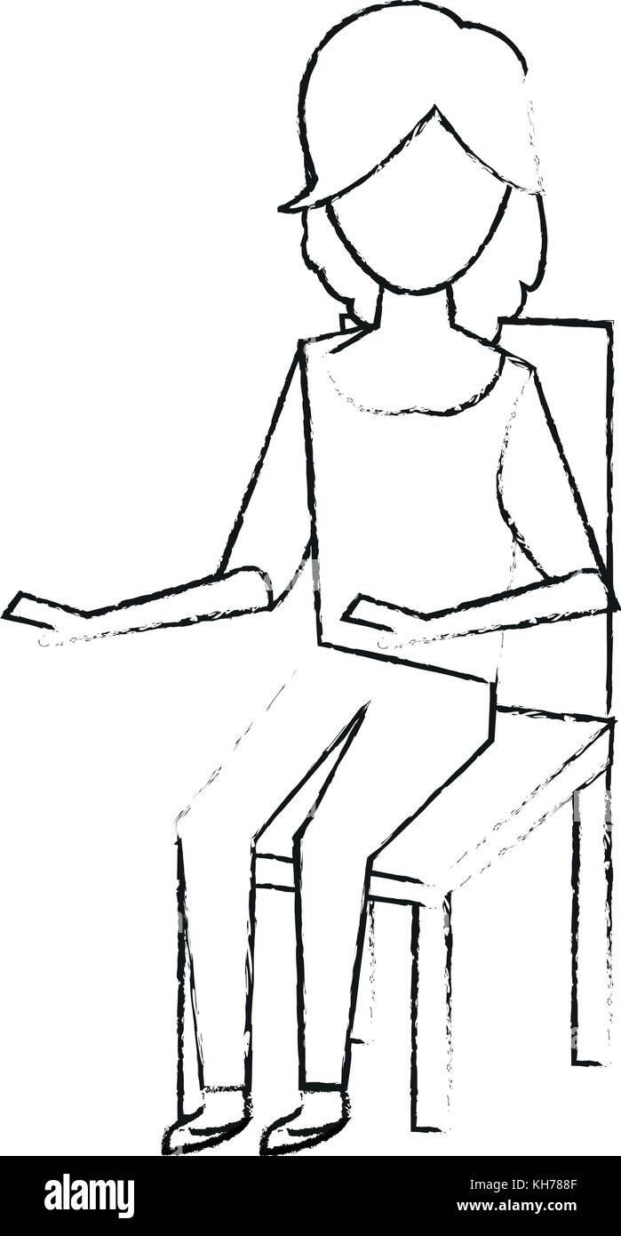 Giovane donna seduta su una sedia Illustrazione Vettoriale