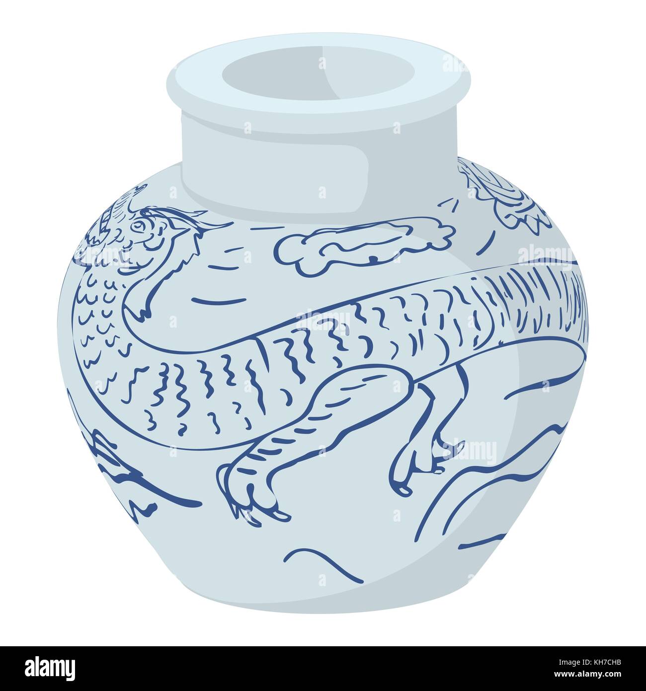 Vaso cinese icona, stile cartoon Illustrazione Vettoriale