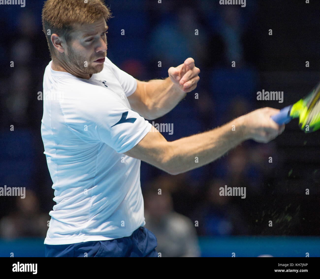 O2, Londra, Regno Unito. 14 Novembre, 2017. Il giorno 3 della Nitto ATP Finals, serata raddoppia corrispondono, Pierre-Hugues Herbert (FRA) e Nicolas MAHUT (FRA) vs Ryan Harrison (USA) e Michael Venere (NZL). Credito: Malcolm Park/Alamy Live News. Foto Stock