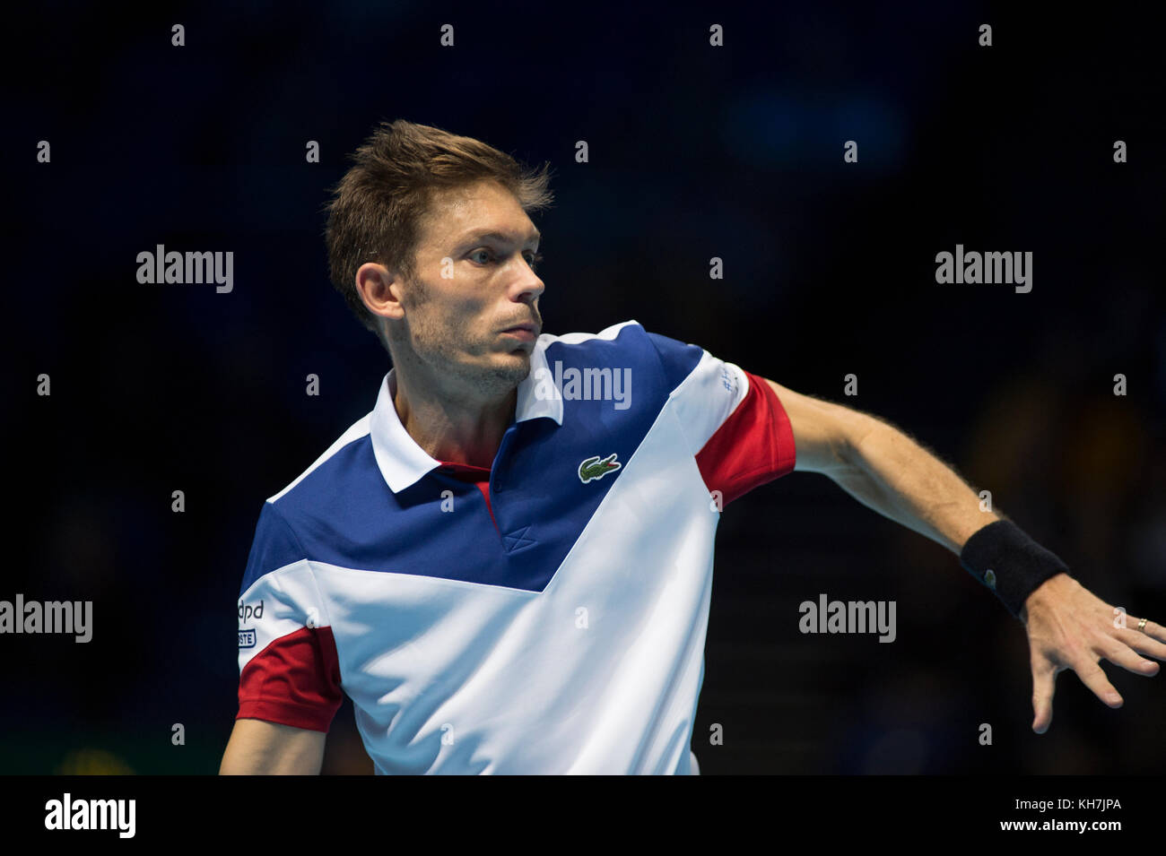 O2, Londra, Regno Unito. 14 Novembre, 2017. Il giorno 3 della Nitto ATP Finals, serata raddoppia corrispondono, Pierre-Hugues Herbert (FRA) e Nicolas MAHUT (FRA) vs Ryan Harrison (USA) e Michael Venere (NZL). Credito: Malcolm Park/Alamy Live News. Foto Stock