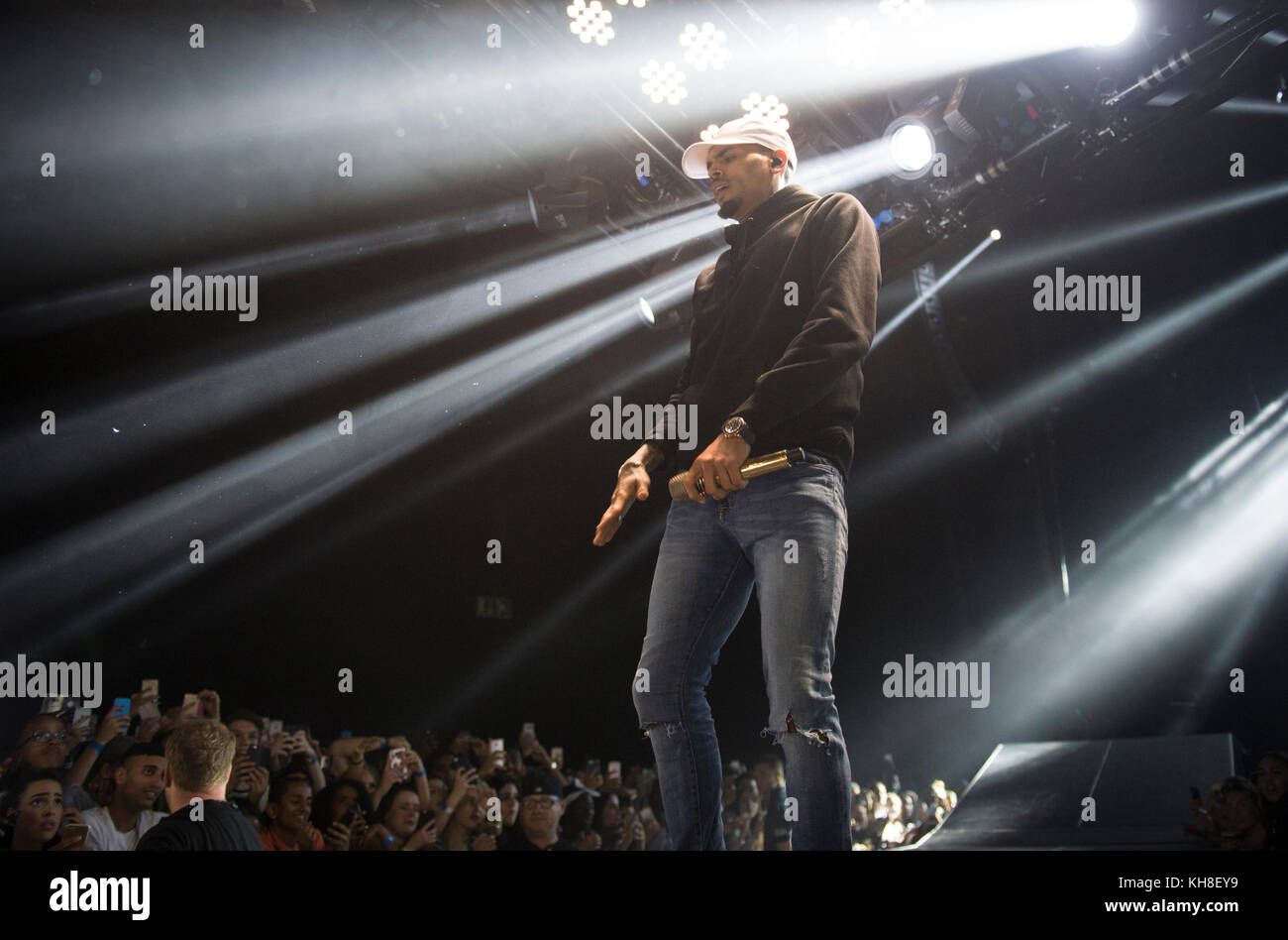 Il cantante americana, ballerina e artista di registrazione Chris Brown esegue un concerto dal vivo a Oslo Spektrum. Norvegia, 03/06 2016. Foto Stock