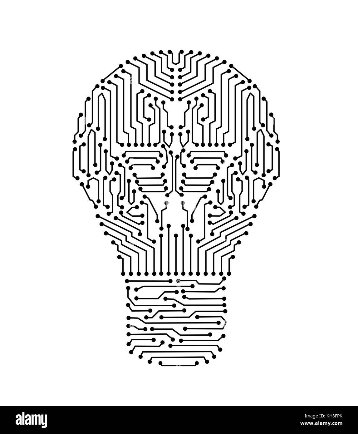 Scheda di circuito lampadina in forma elettronica o la lampadina della luce di illustrazione vettoriale Illustrazione Vettoriale