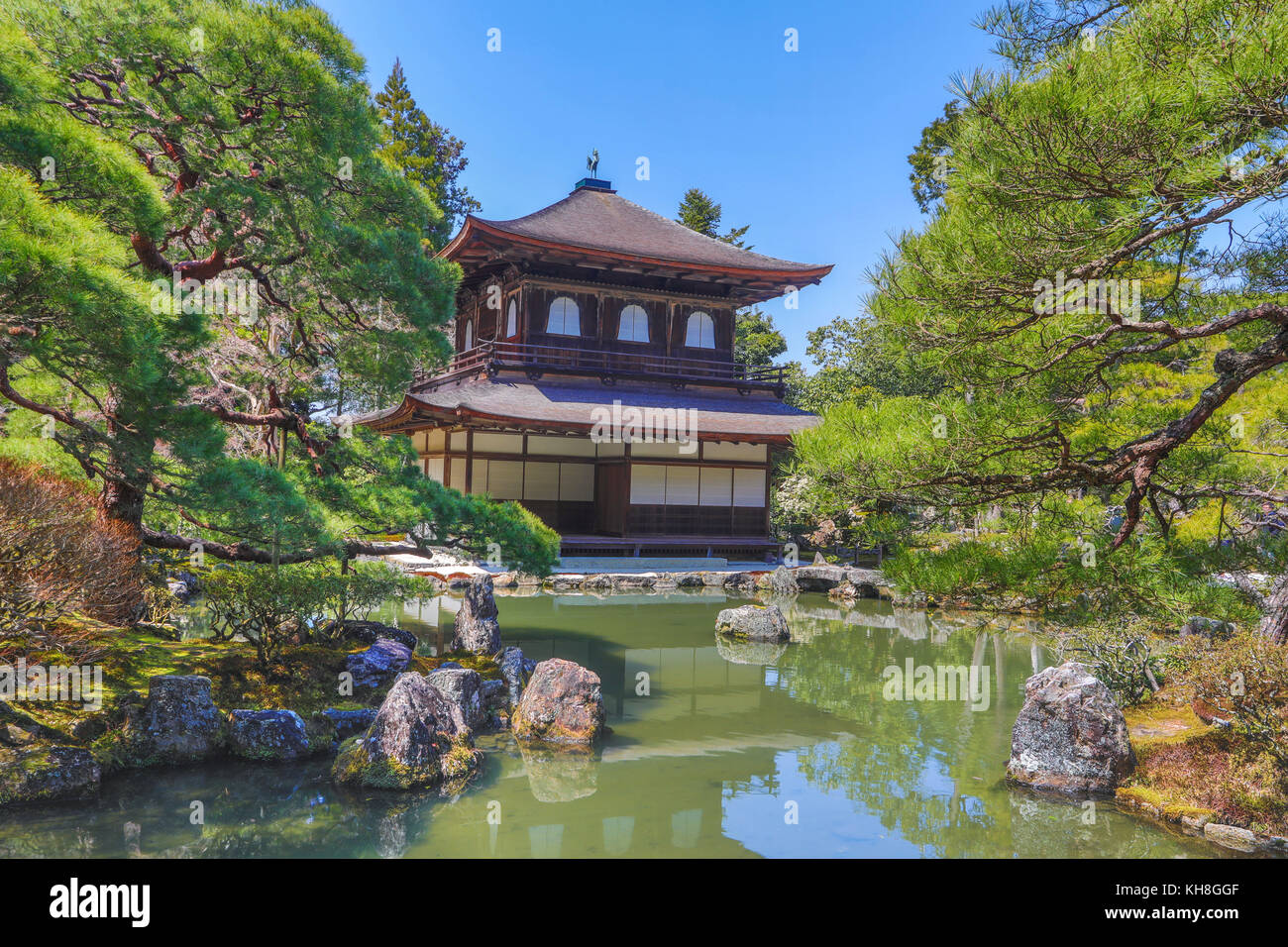 Giappone, kyoto city,ginkaku-ji pavilion.Caption locale *** Architettura, giardino, ginkakuji, Giappone, kyoto city, nessun popolo, Pavilion, stagno, argento pavi Foto Stock