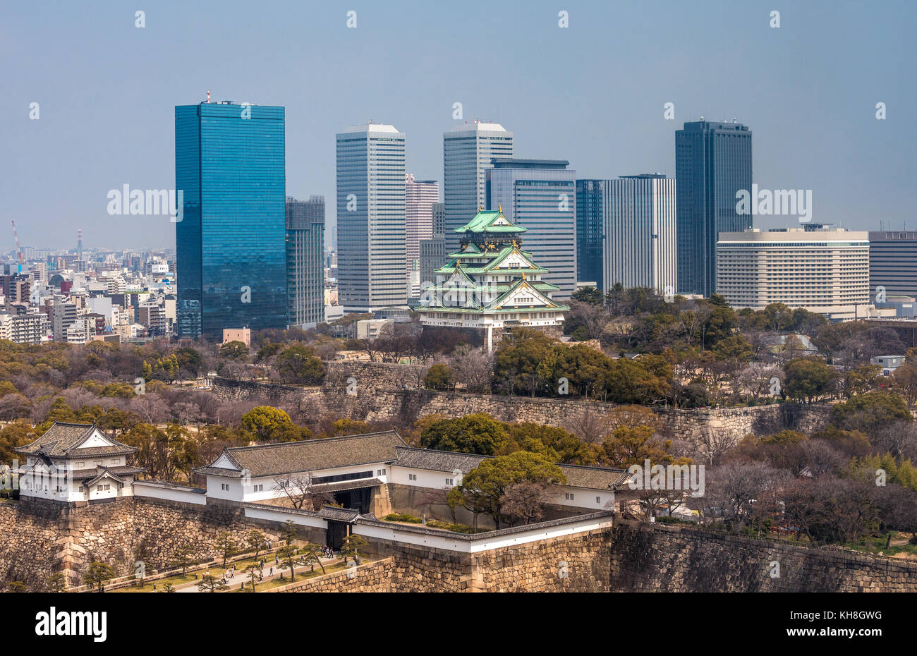 Giappone,Kansai di osaka, il castello di Osaka.Caption locale *** Architettura, fiori di ciliegio, colorato, storia, Giappone, Kansai, kyobashi, paesaggio, osa Foto Stock