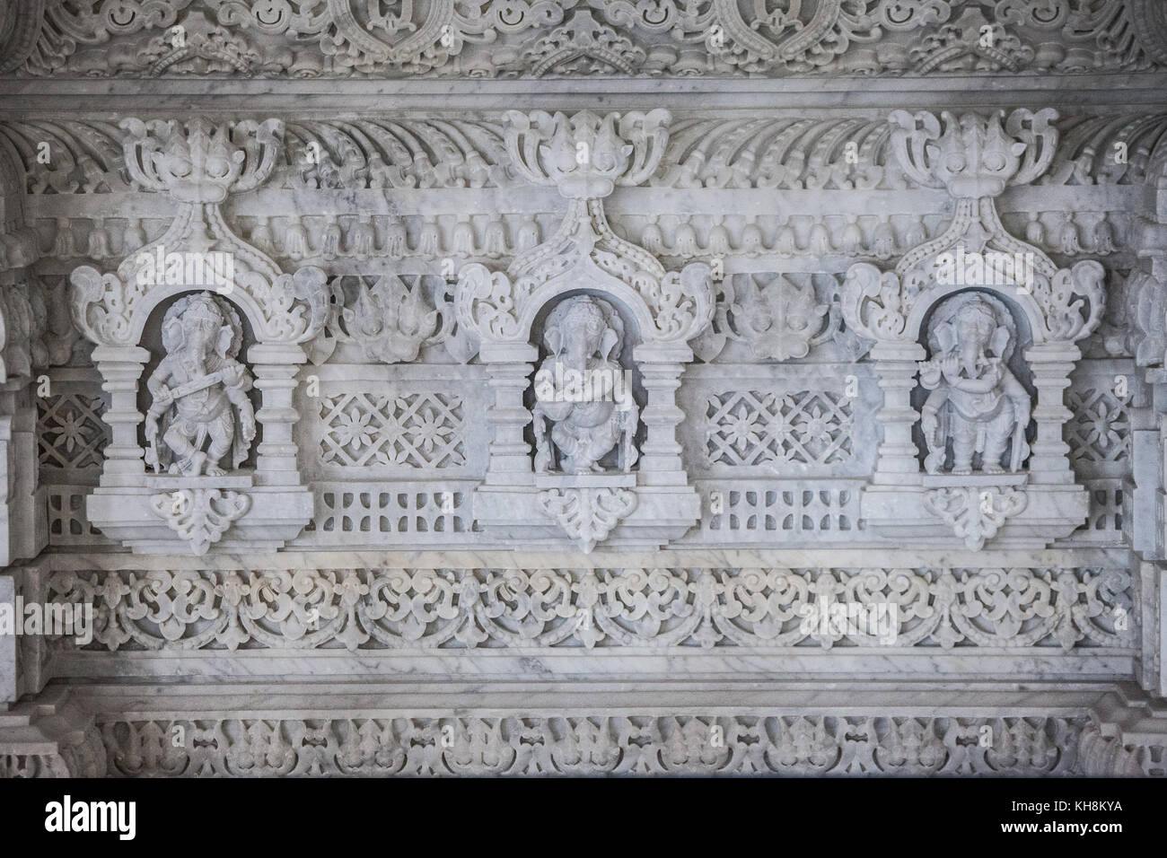 Tempio indiano decorazioni baps esterno Foto Stock