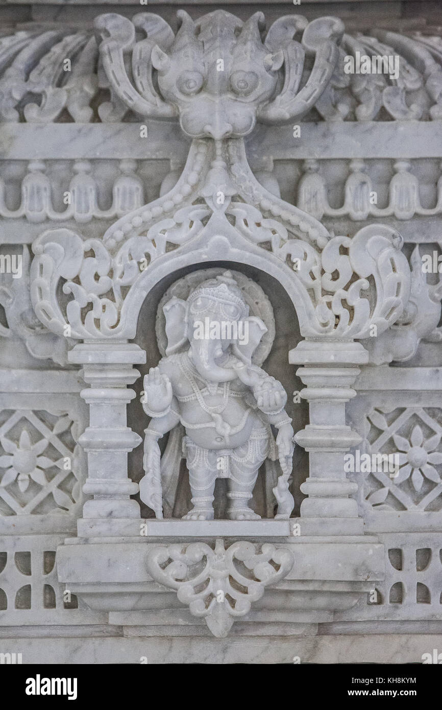Tempio indiano decorazioni baps esterno Foto Stock
