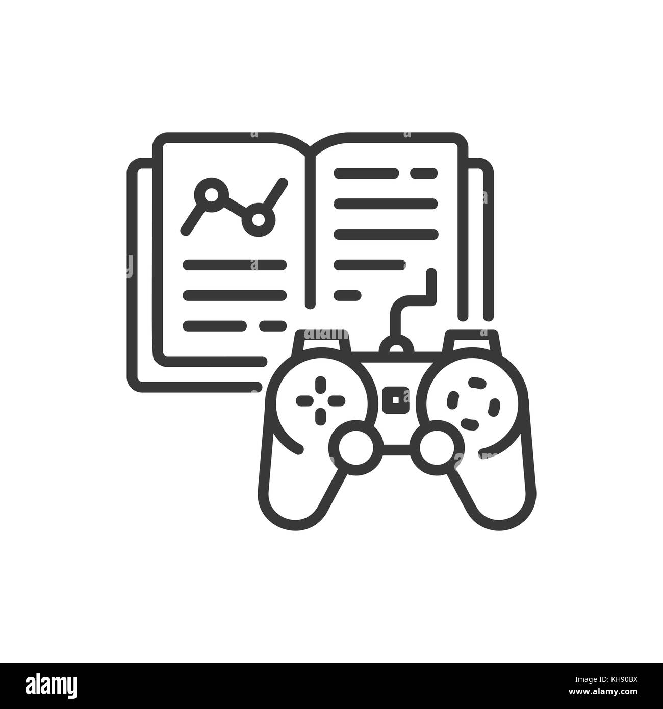 Gioco di apprendimento - design di linea singola icona isolato Illustrazione Vettoriale
