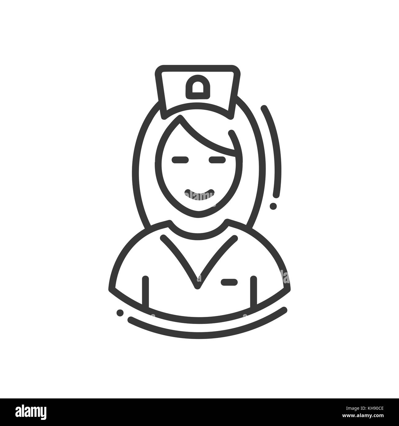 Infermiere - design di linea singola icona isolato Illustrazione Vettoriale