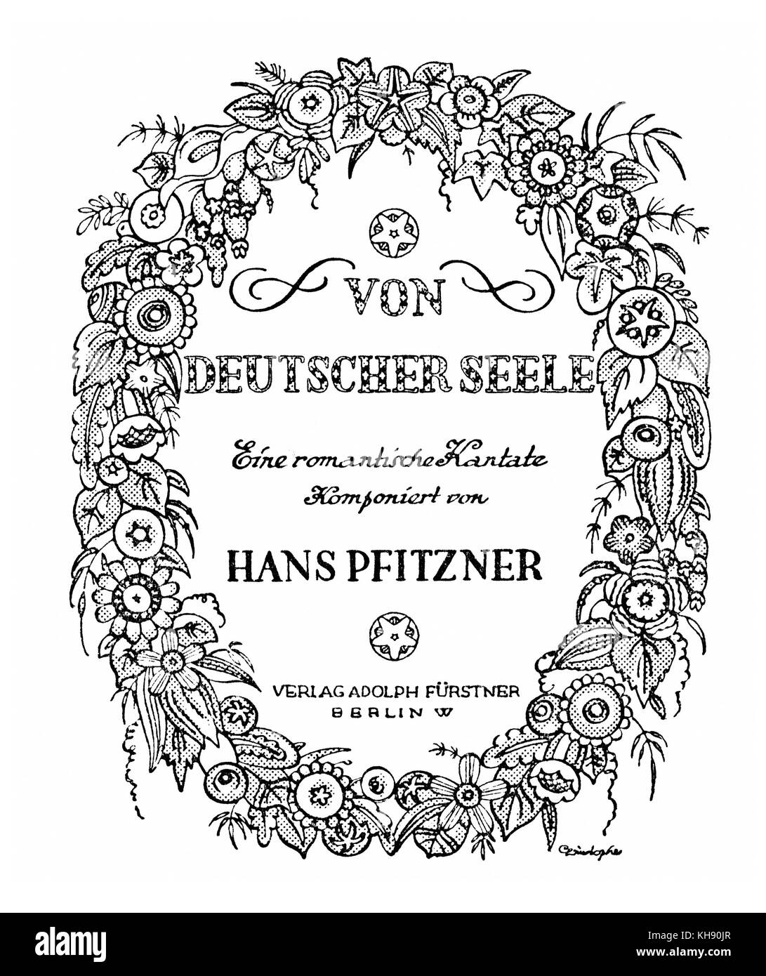 Hans Pfitzner 's cantata "Von deutscher Seele' - Punteggio illustrazione del coperchio. Compositore tedesco, 5 maggio 1869 - 22 maggio 1949. Foto Stock