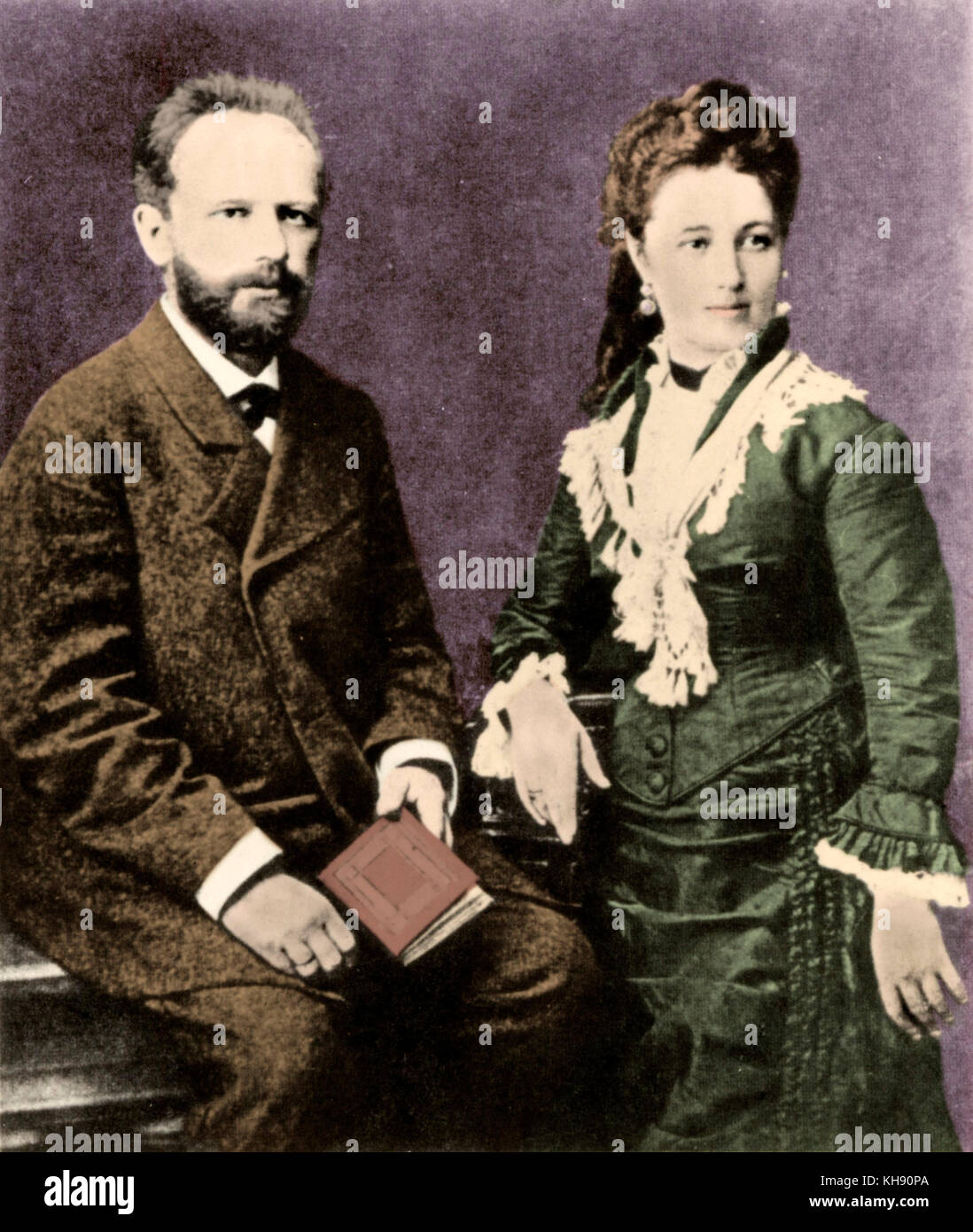 Pyotr Tchaikovsky e sua moglie.ssa Antonina Milyukova, 1877. Il compositore russo 7 Maggio 1840 - 6 novembre 1893. Foto Stock