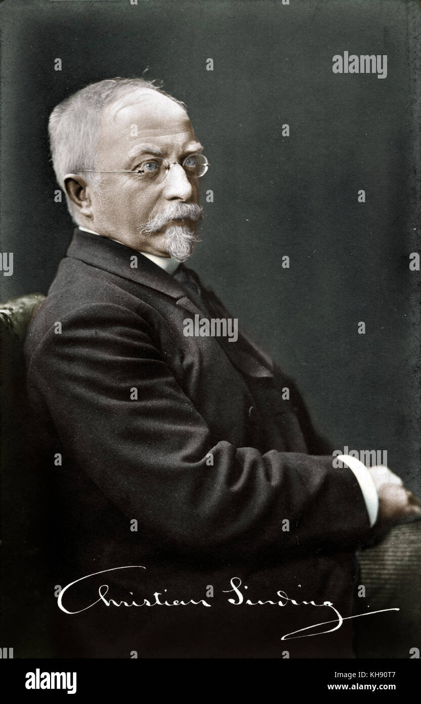 Christian Sinding - Ritratto firmato. Compositore norvegese: 11 gennaio 1856 - 3 dicembre 1941. Foto Stock