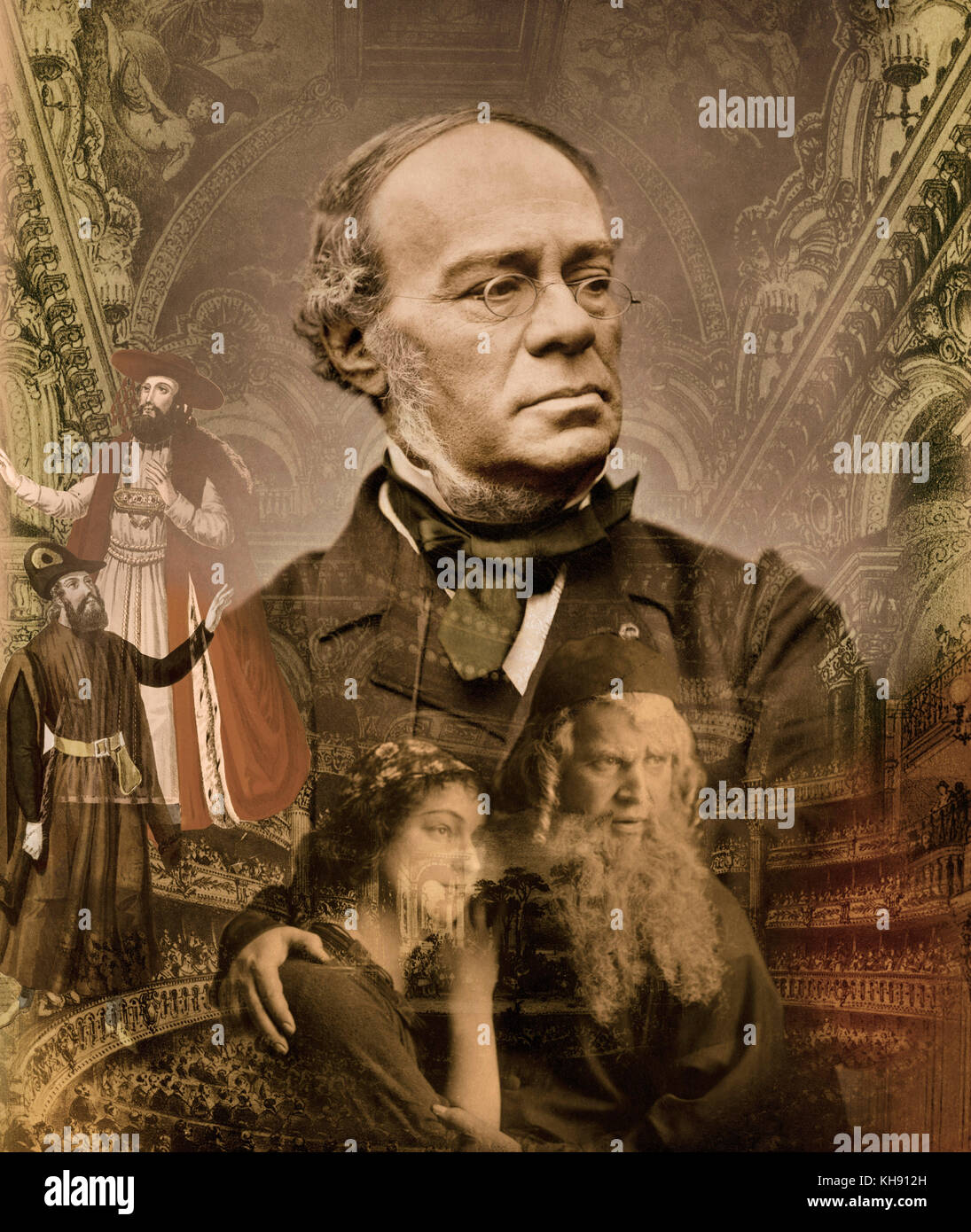 Jacques Fromental Halevy. Collage. Compositore polacco, 1 marzo 1810 - 17 ottobre 1849 francese opera compositore, 27 maggio 1799 - 17 Marzo 1862 Foto Stock