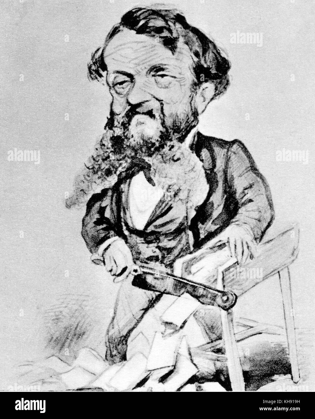 Francesco Maria Piave - dalla caricatura di C. Cima. La funzione FMP: l'opera italiana librettista, 18 maggio 1810 - 5 marzo 1876. Composto libretti di Verdi. Foto Stock