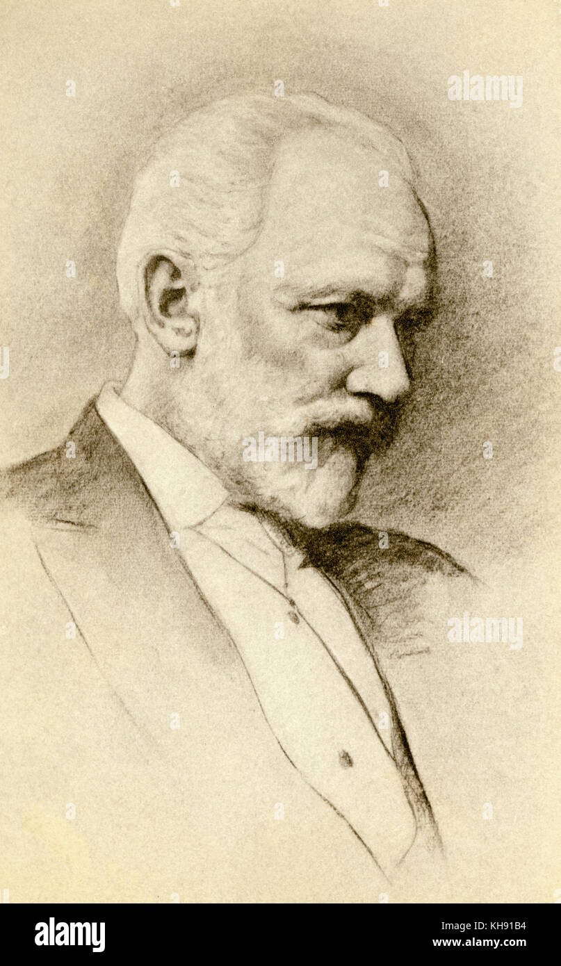 Piotr Tchaikovsky, disegno dopo aver originale da Lupas. PT: Il compositore russo, 7 maggio 1840 - 6 novembre 1893. Foto Stock