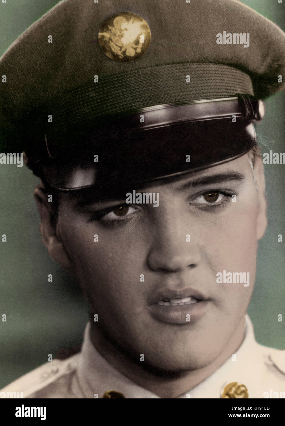 Aaron Elvis Presley come GI, ritratto . Cantante e attore. 8 gennaio 1935 - 16 agosto 1977 Foto Stock