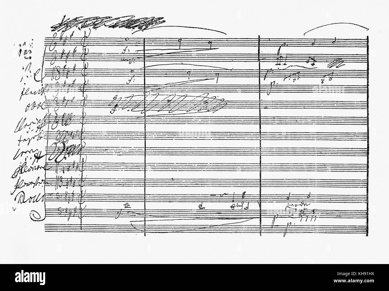 Fidelo - opera di Ludwig van Beethoven. Inizio del tercet 'Euch werde Lohn in bessern Welten' dal primo progetto. Libretto tedesco è da Joseph Sonnleithner dal francese di Jean-Nicolas Bouilly Op. 72. LVB: compositore tedesco, 17 Dicembre 1770 - 26 Marzo 1827 Foto Stock