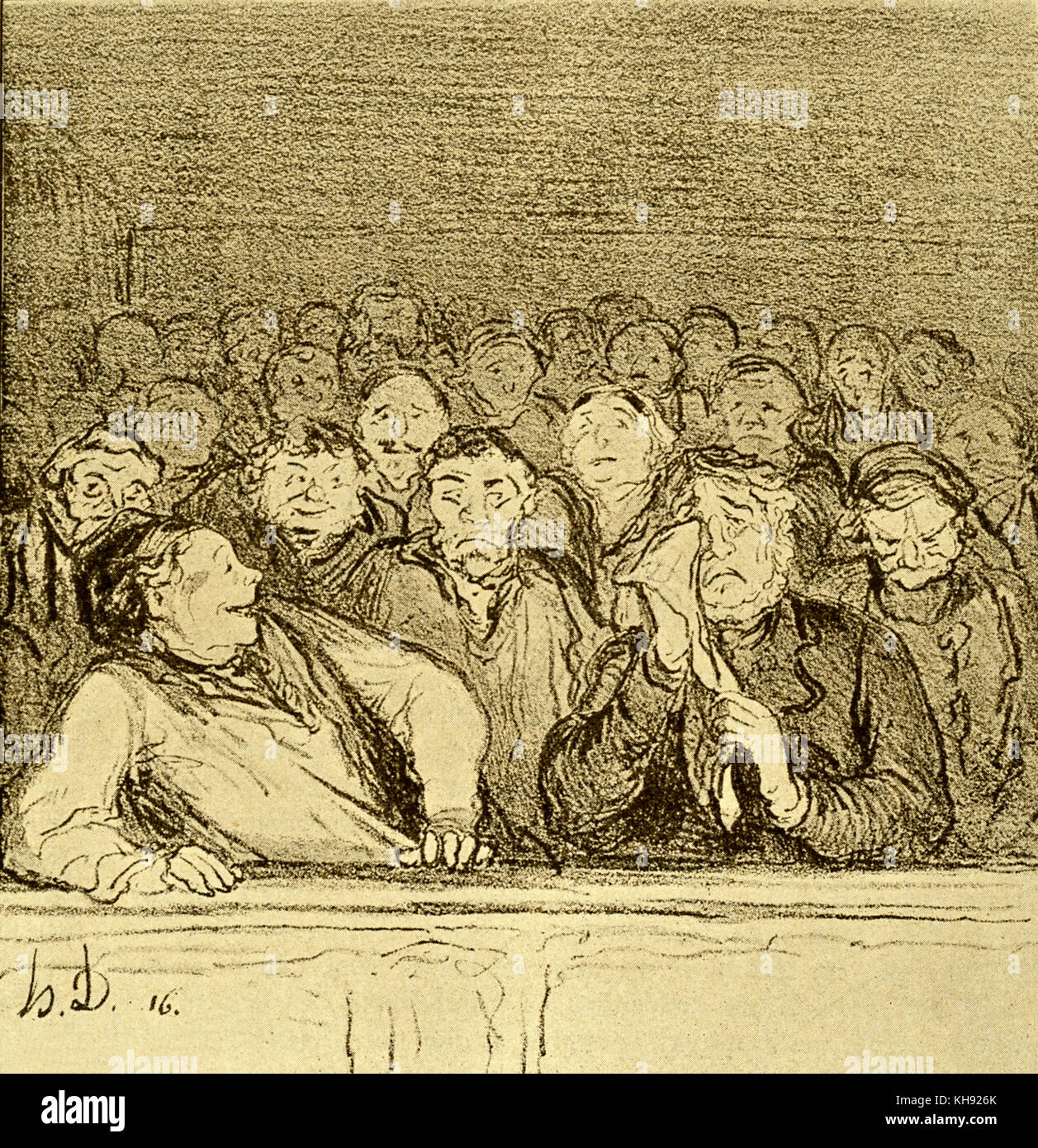 In udienza in galleria - caricatura da Honoré Daumier. Caricaturista francese, pittore e scultore. 26 Febbraio 1808 - 10 febbraio 1879. Foto Stock
