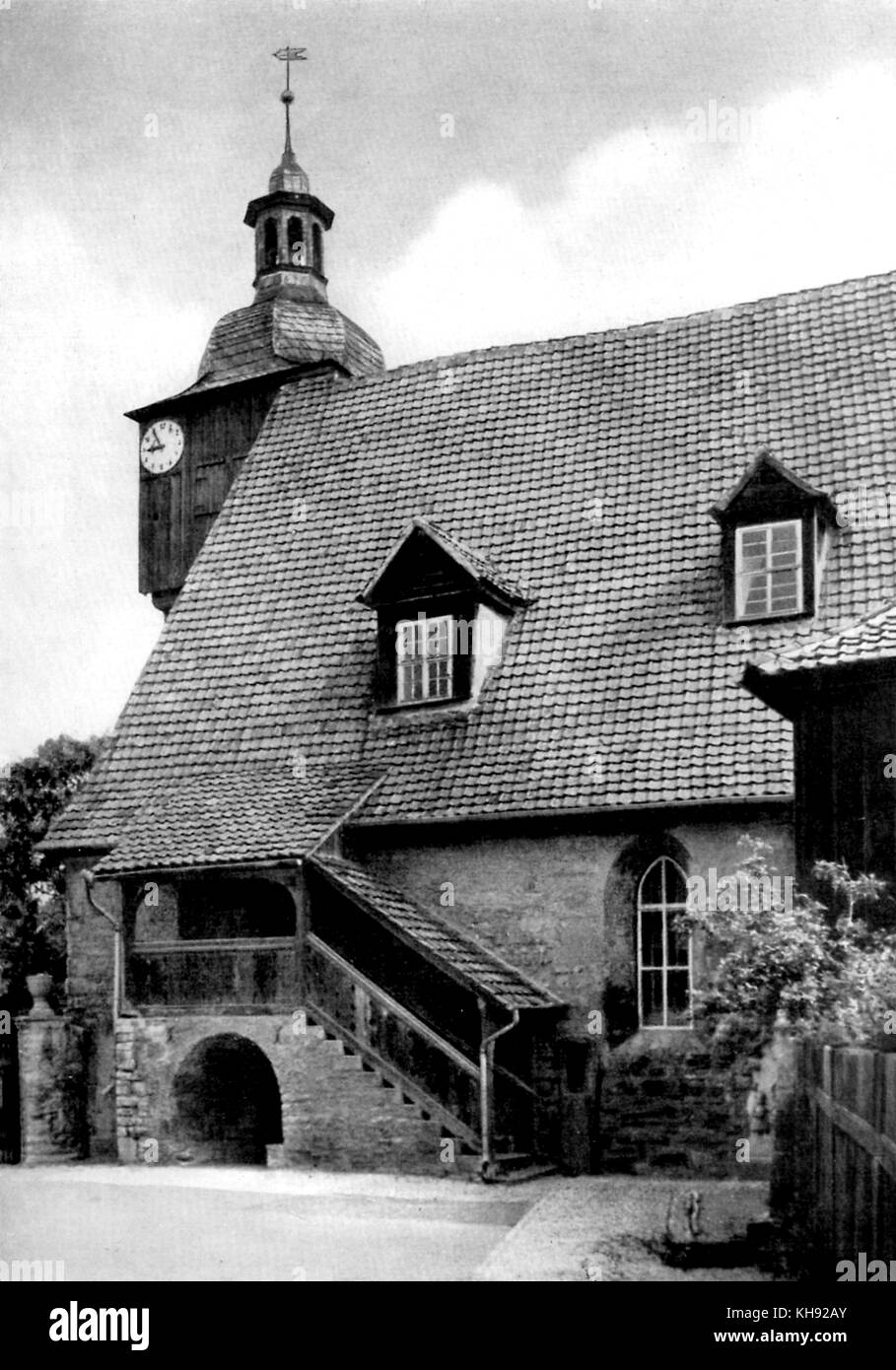 Villaggio Chiesa in Dornheim vicino a Arnstadt in cui Johann Sebastian Bach era sposato con la sua cugina Maria Barbara dal Ministro Lorenz Stauber (c. 1707). Foto Stock