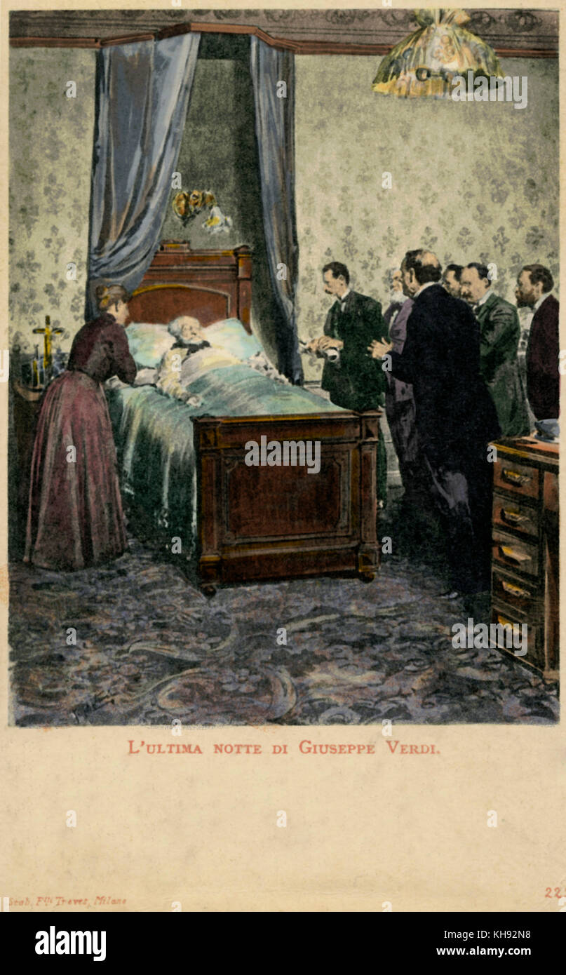 Giuseppe Verdi 's la scorsa notte.. Compositore italiano, 9 o 10 Ottobre 1813 - 27 gennaio 1901. Foto Stock