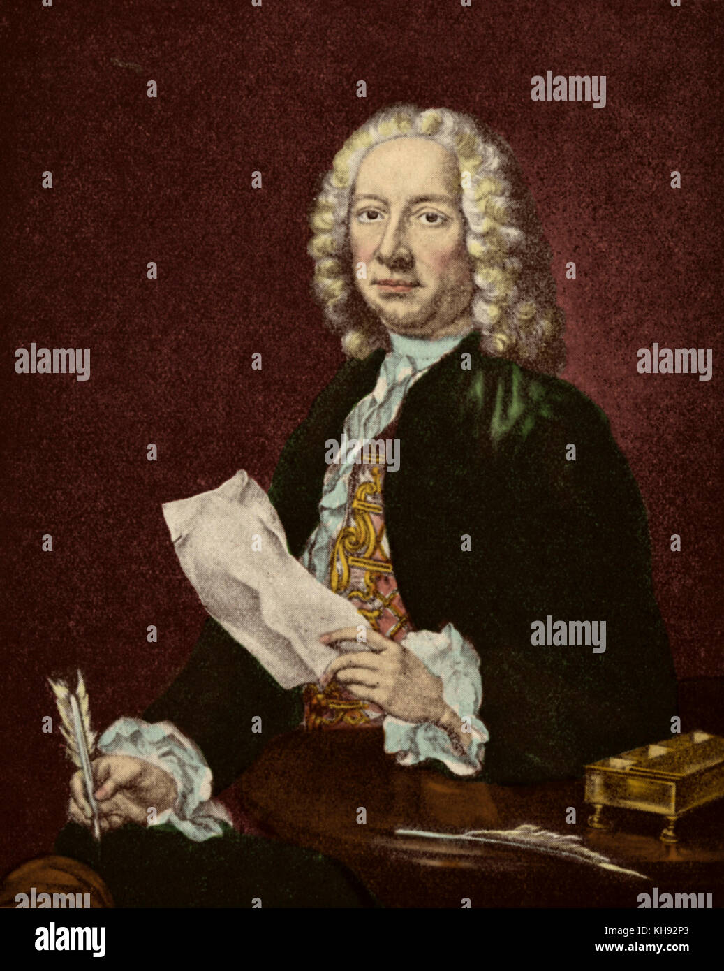 Francesco Geminiani - ritratto. Autore del primo metodo di violino. L'Italiano violinista e compositore. Allievo di Corelli. 5 Dicembre 1687 - 17 settembre 1762. Foto Stock