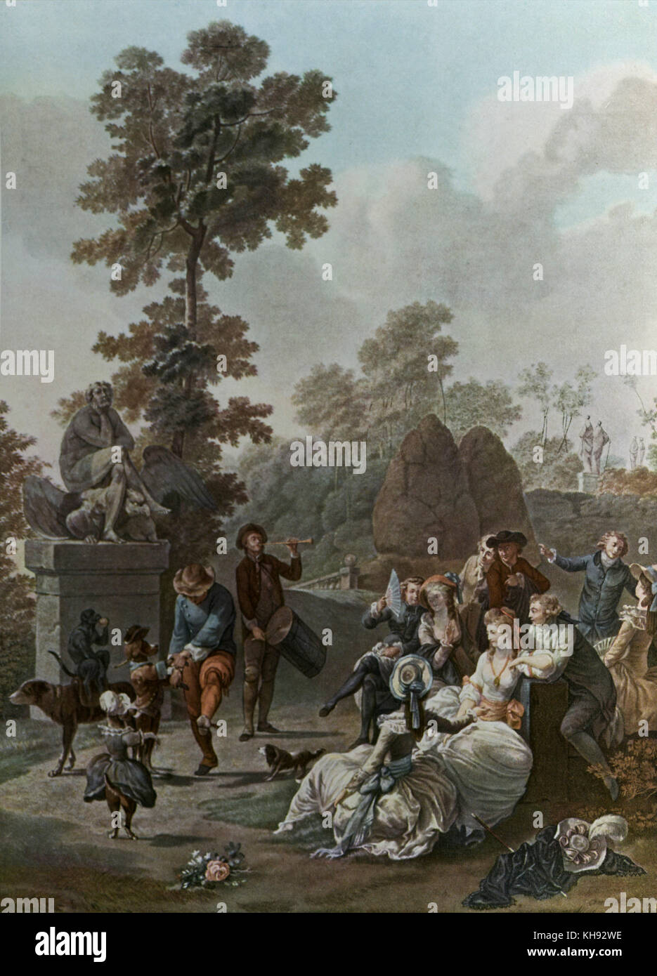 Le Tambourin (il batterista), 1787 - dopo incisione da Charles Melchior Descourtis, dopo Nicolas Antoine Taunay (1755 - 1830). Foto Stock