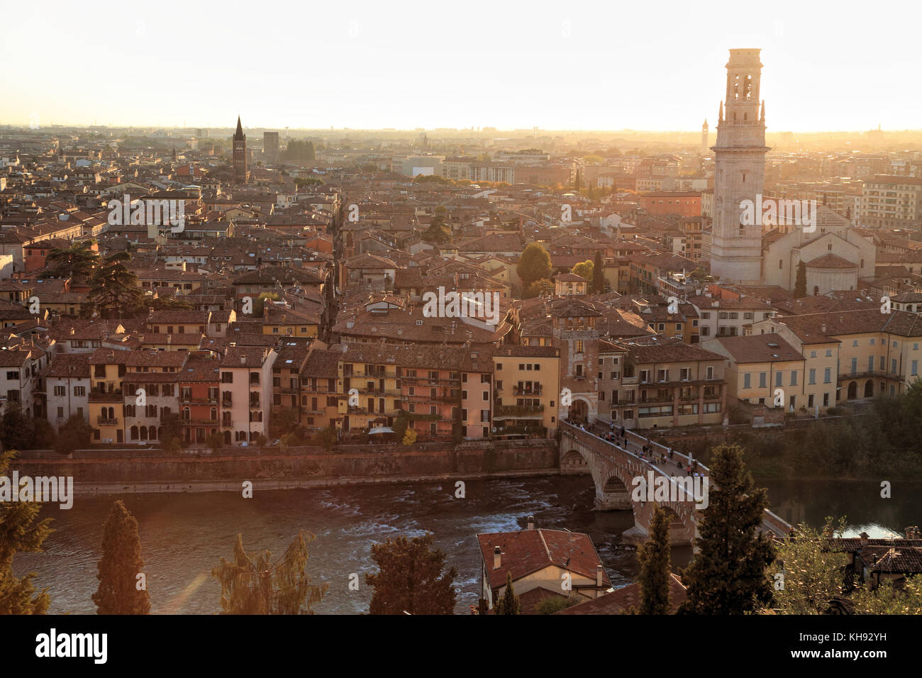 Verona, vista da San Pietro Hill - Colle San Pietro Foto Stock