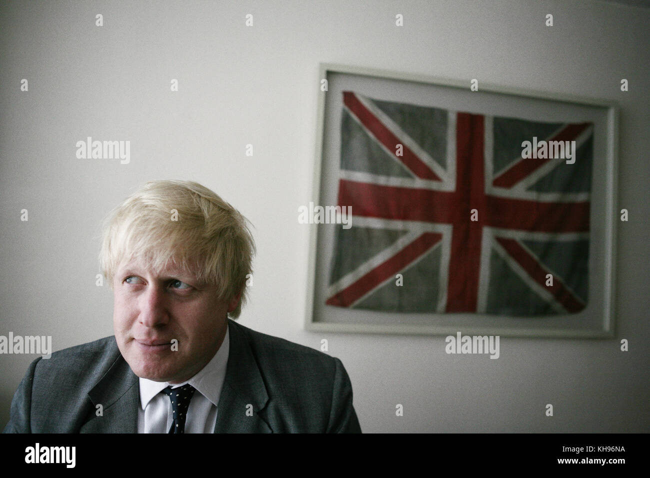 Uomo politico britannico Boris Johnson, ritratto con unione jack Foto Stock