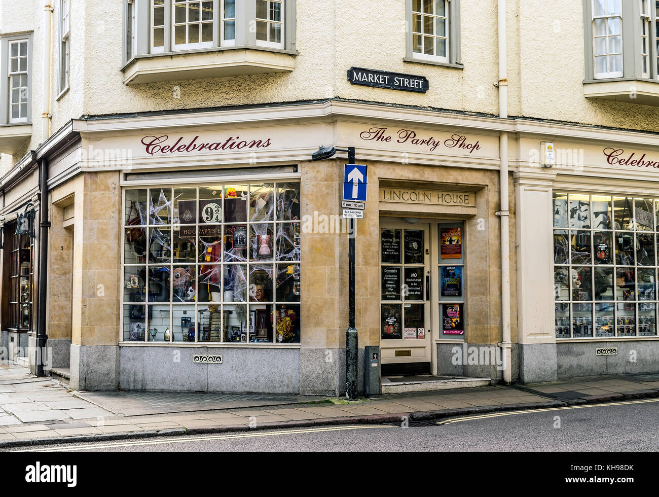 Il partito shop, Market street, oxford, inghilterra Foto Stock