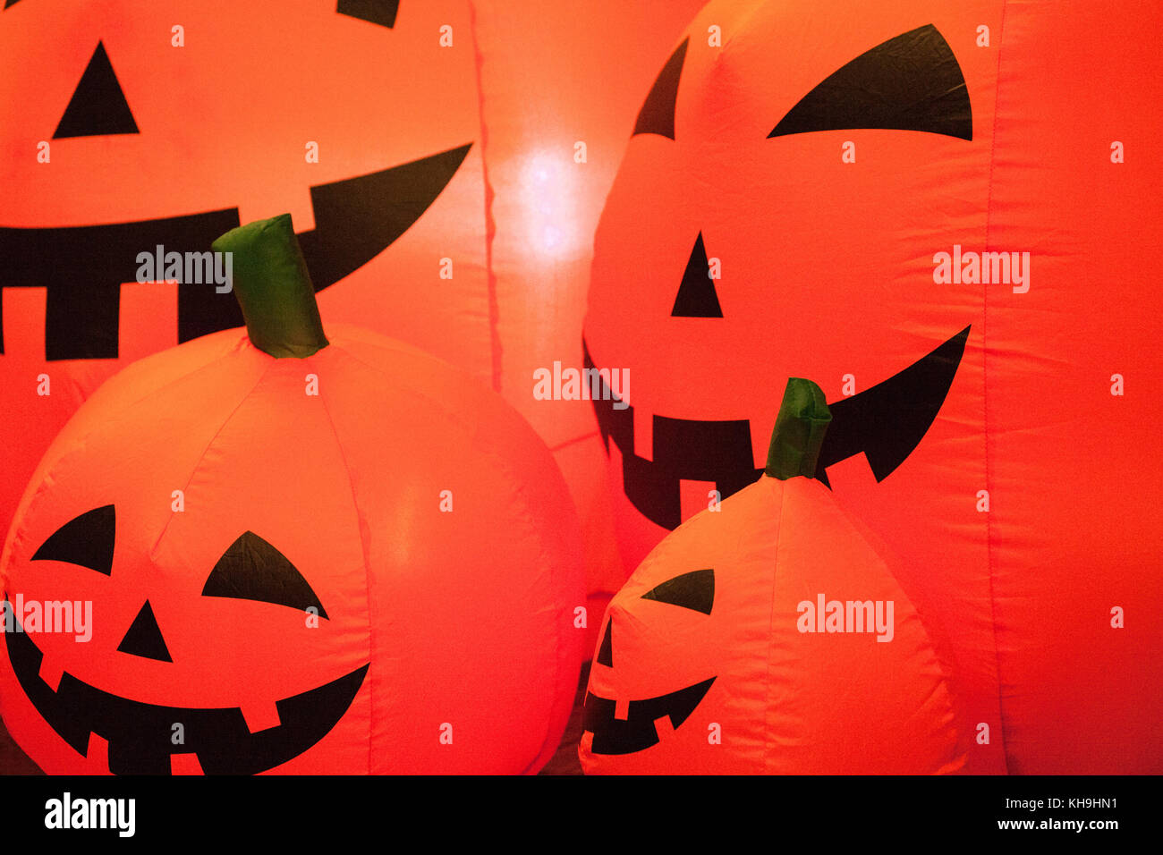 Gonfiabile Zucca di Halloween volti Foto Stock
