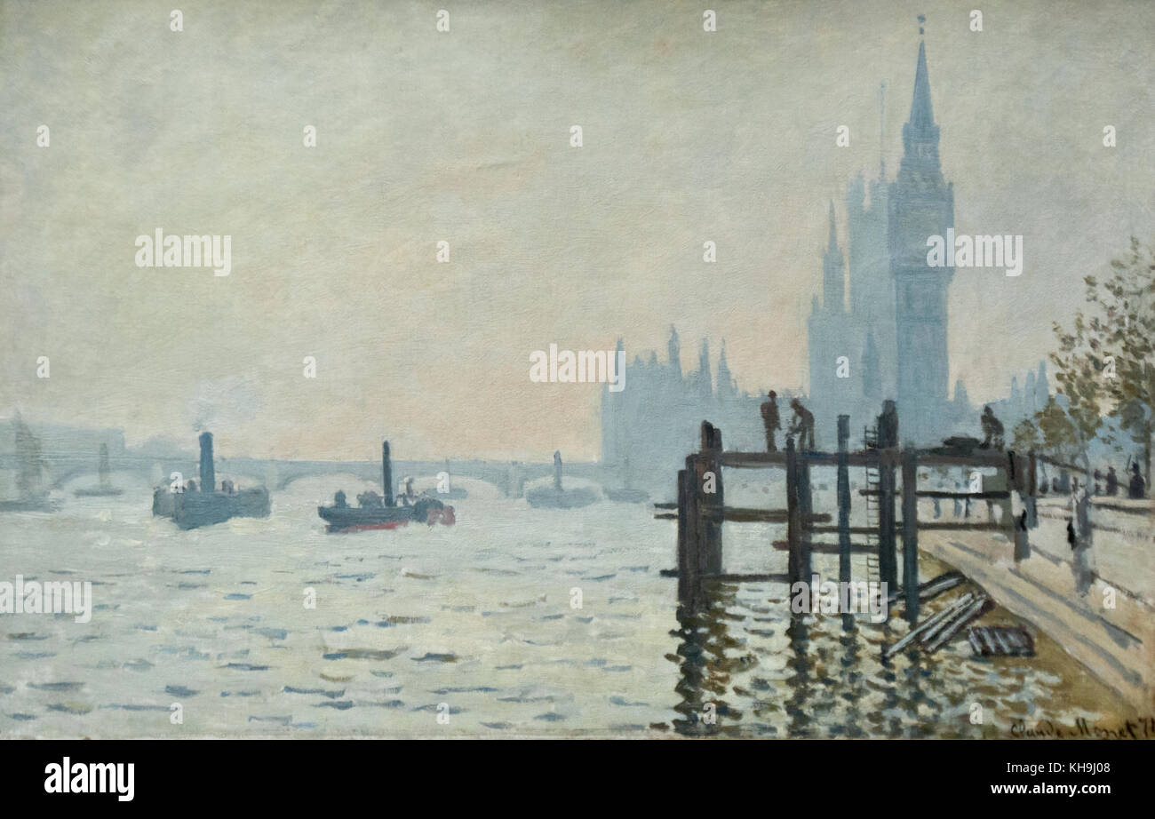 Claude Monet: Il Tamigi al di sotto di Westminster (1871) Foto Stock