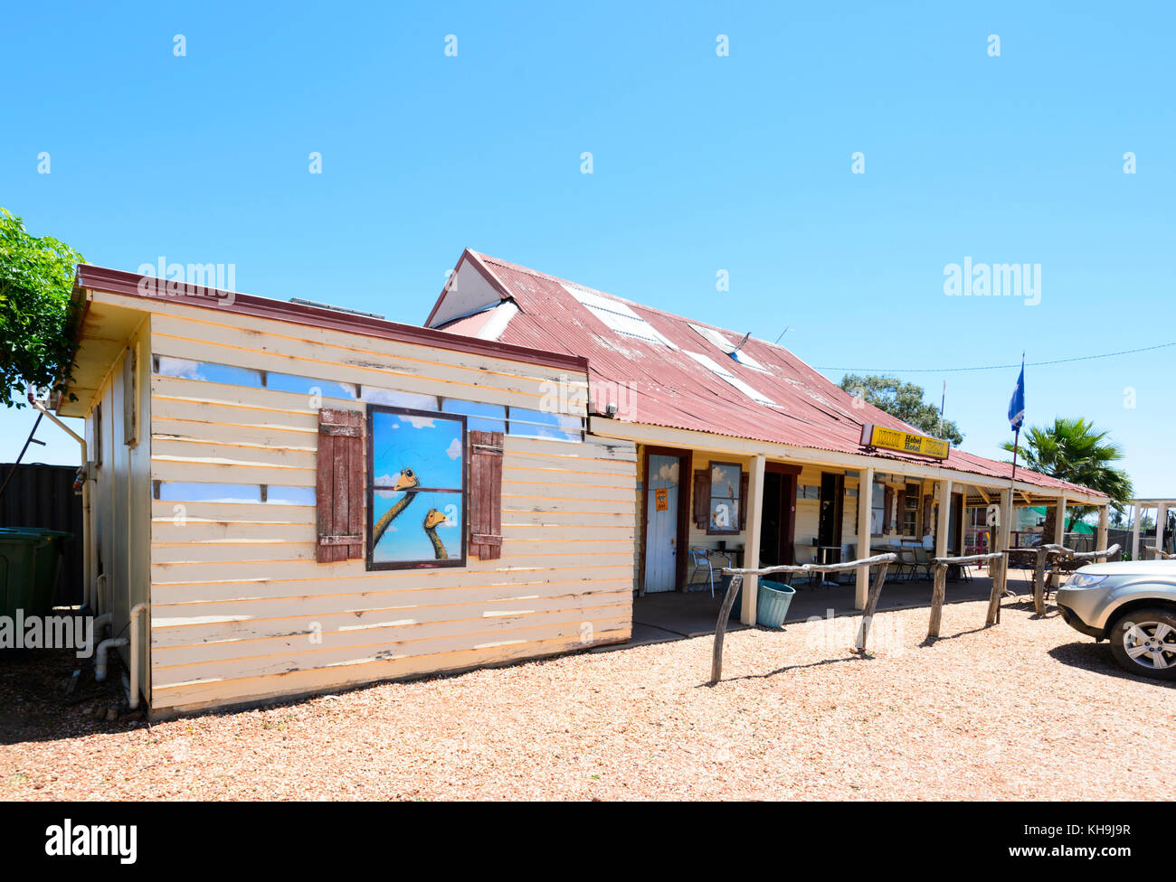 L'iconico Hebel Hotel è uno storico Outback Pub, Hebel, a sud-ovest del Queensland, QLD, Australia Foto Stock