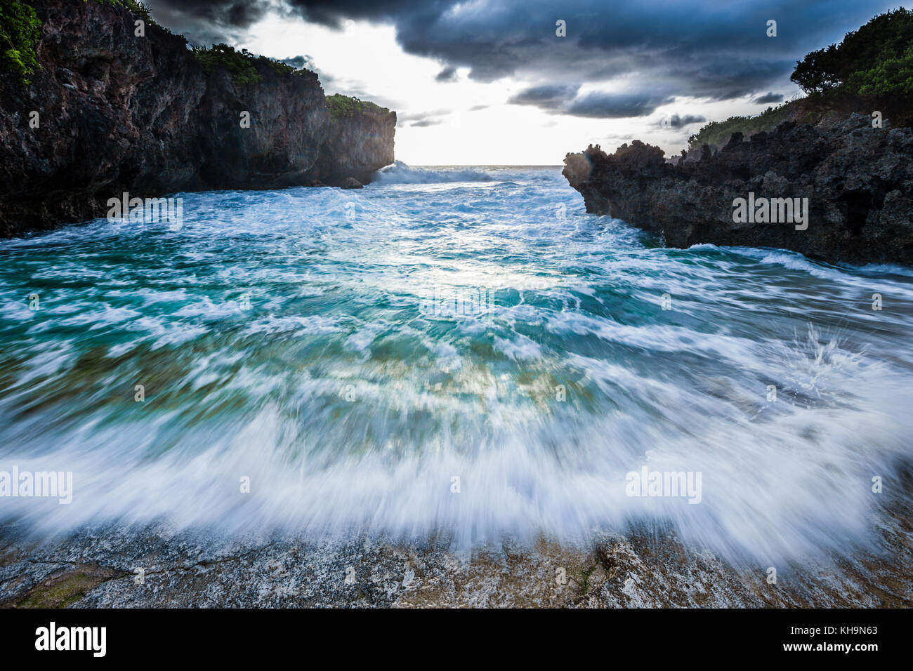 Lily Beach at Sunrise, Christmas Island, Australia Foto Stock