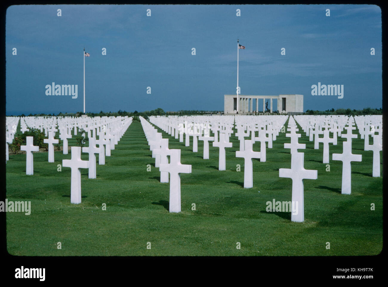 Cimitero e memoriale americano, la spiaggia di Omaha, Colleville-sur-mer, in Normandia, Francia, 1961 Foto Stock