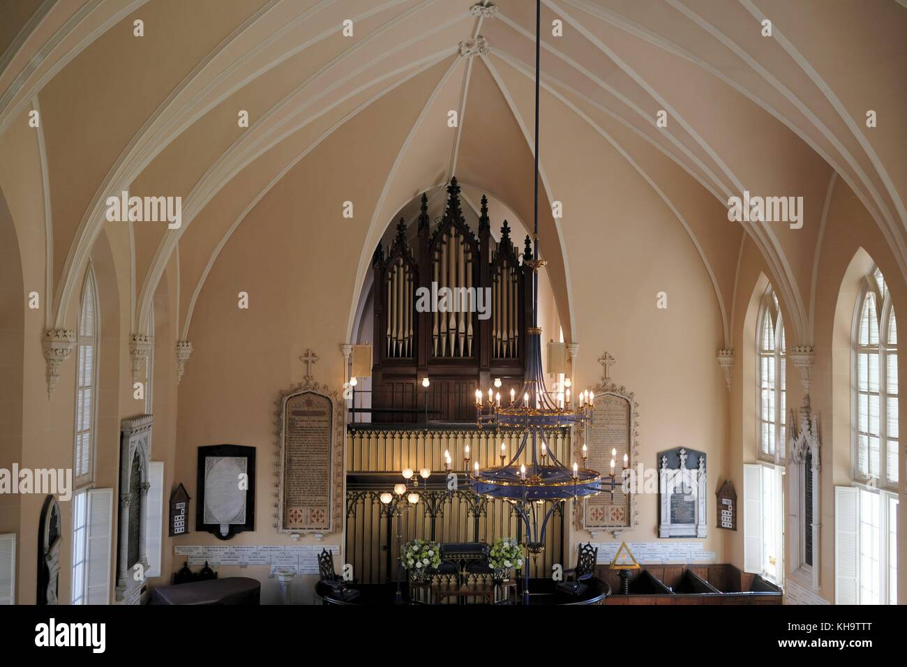 Suola francese chiesa protestante in america Foto Stock