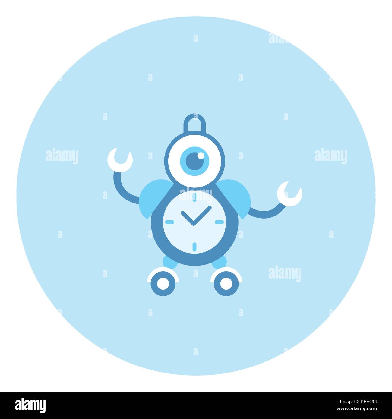 Robot sveglia icona moderna tecnologia lavori domestici Illustrazione Vettoriale