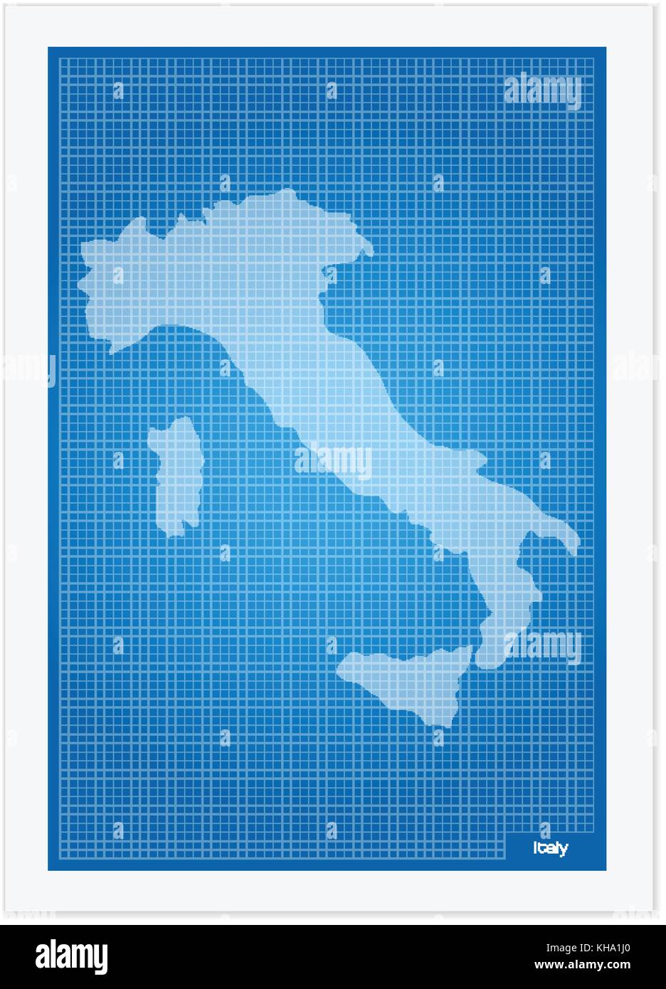 Italia il blueprint su uno sfondo bianco. Illustrazione Vettoriale