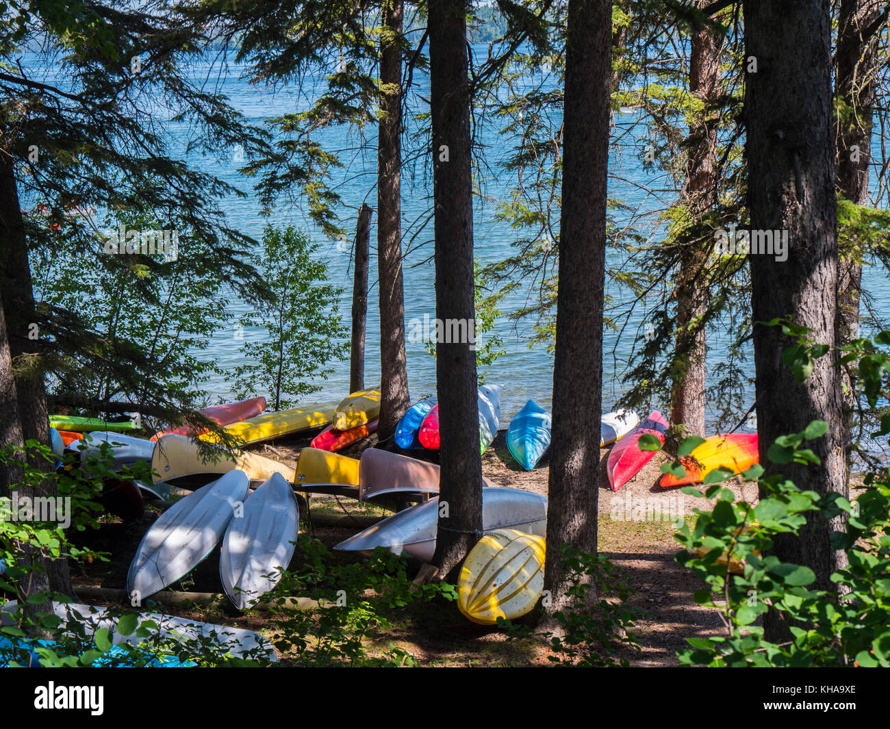 Canoe, Wasagaming, Equitazione Mountain National Park, Manitoba, Canada. Foto Stock