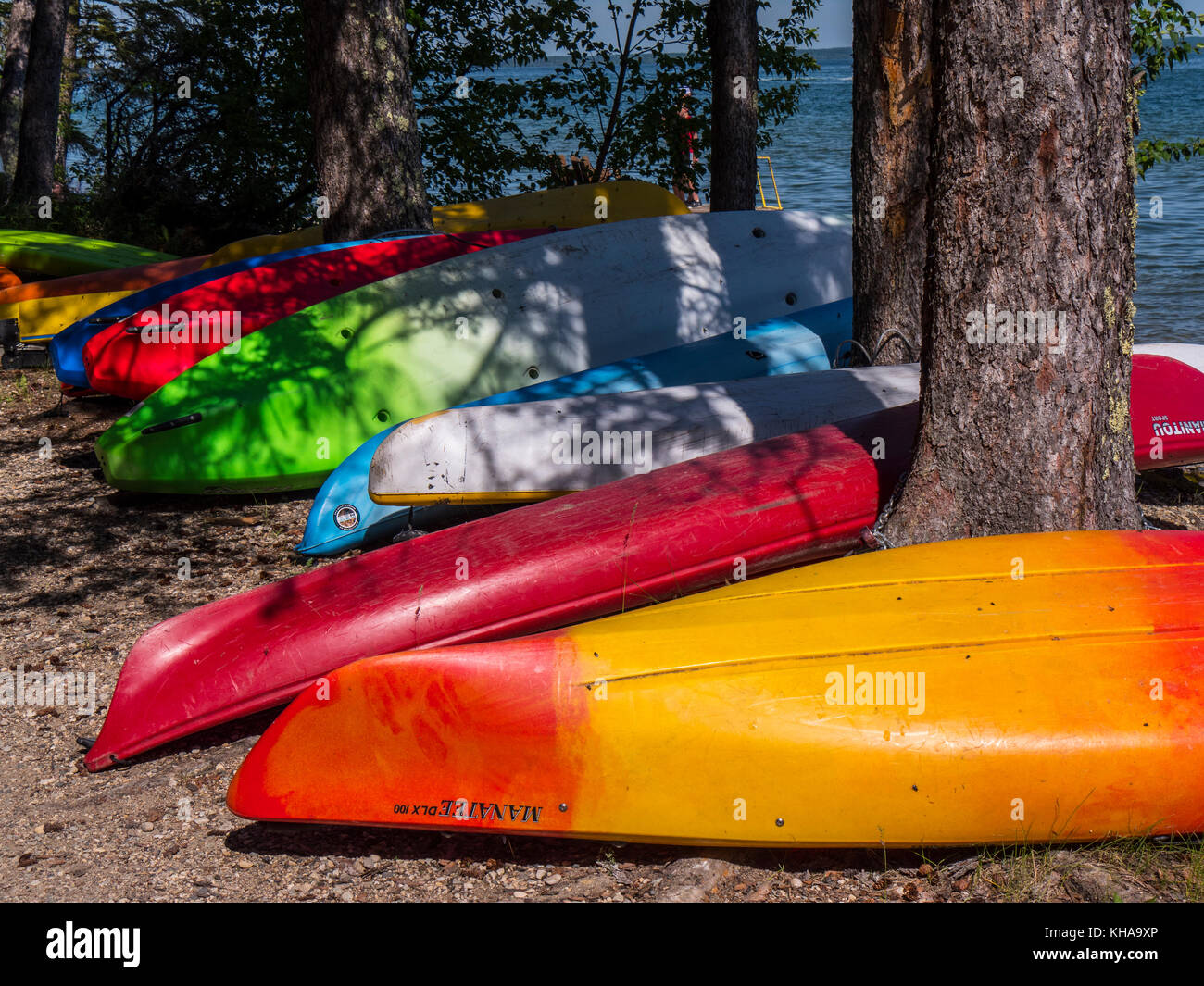 Canoe, Wasagaming, Equitazione Mountain National Park, Manitoba, Canada. Foto Stock