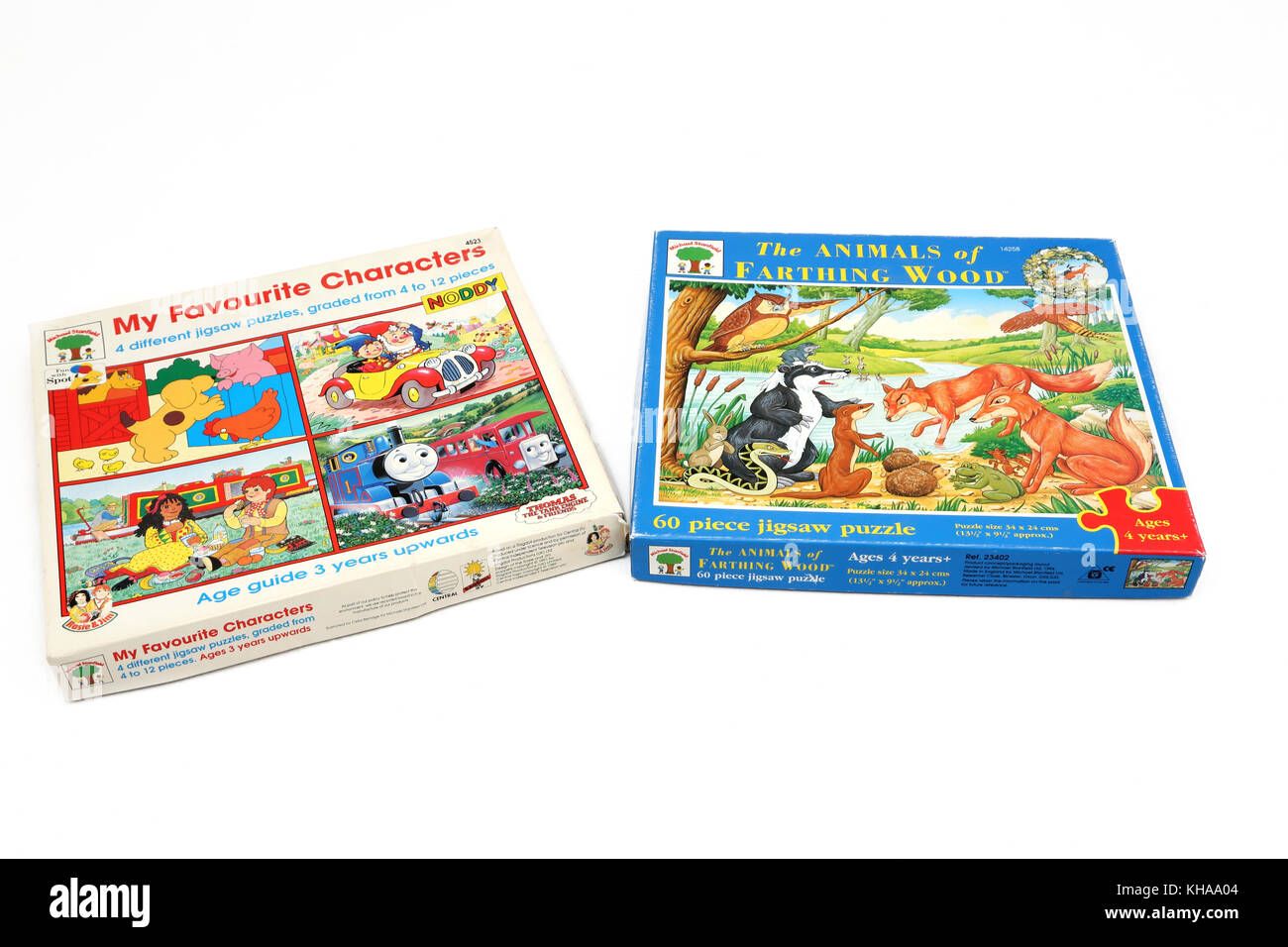 Vintage per bambini puzzle jigsaw - i miei personaggi preferiti; e gli animali di Farthing Wood Foto Stock