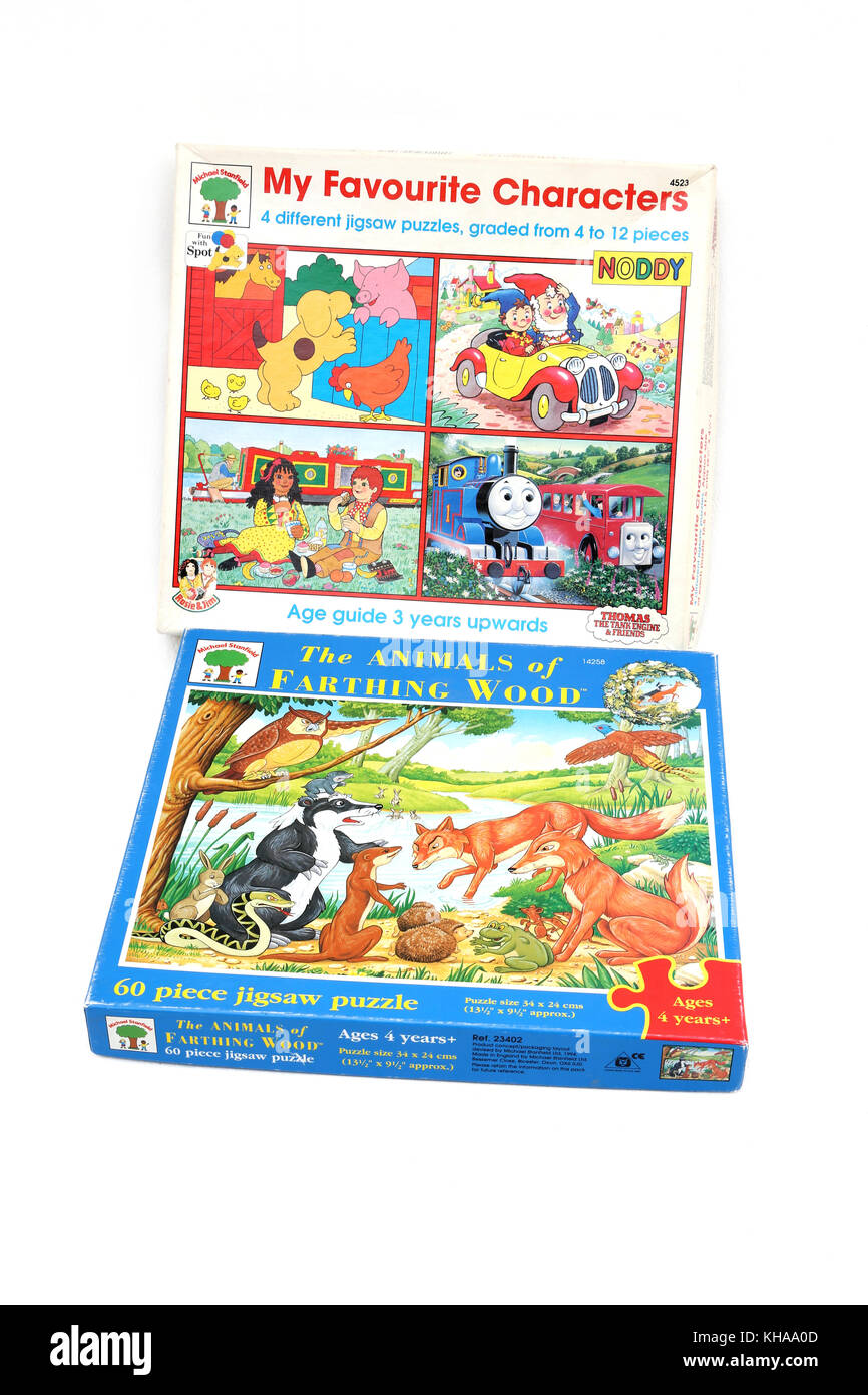 Bambini puzzle jigsaw - i miei personaggi preferiti; e gli animali di Farthing Wood Foto Stock
