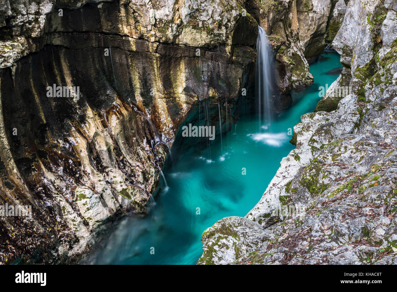 La Soča Canyon, Isonzo, Bovec, il Parco Nazionale del Triglav, Slovenia Foto Stock
